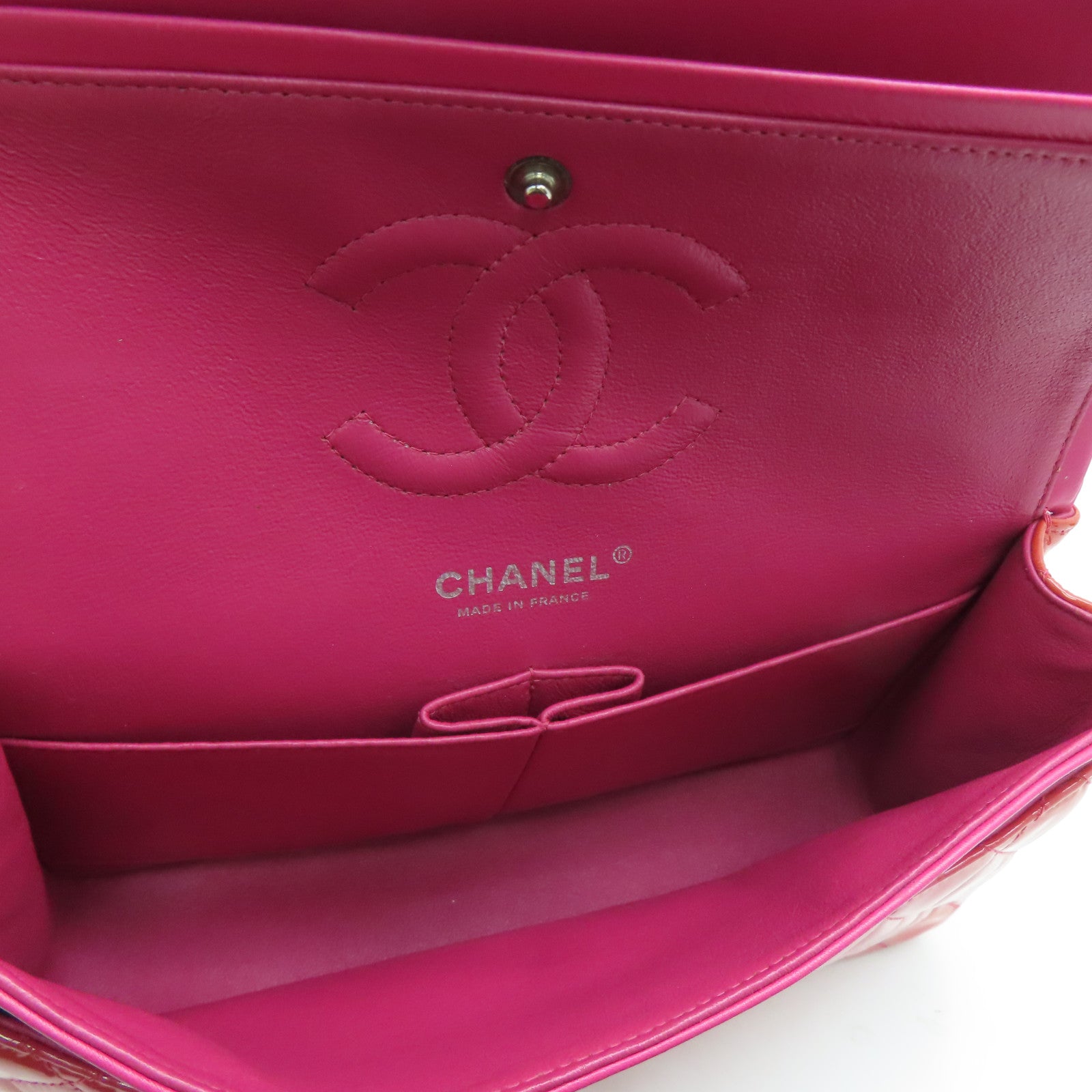 CHANEL 菱格漆皮皮革Chain Shoulder銀扣鏈帶肩背袋粉紅色