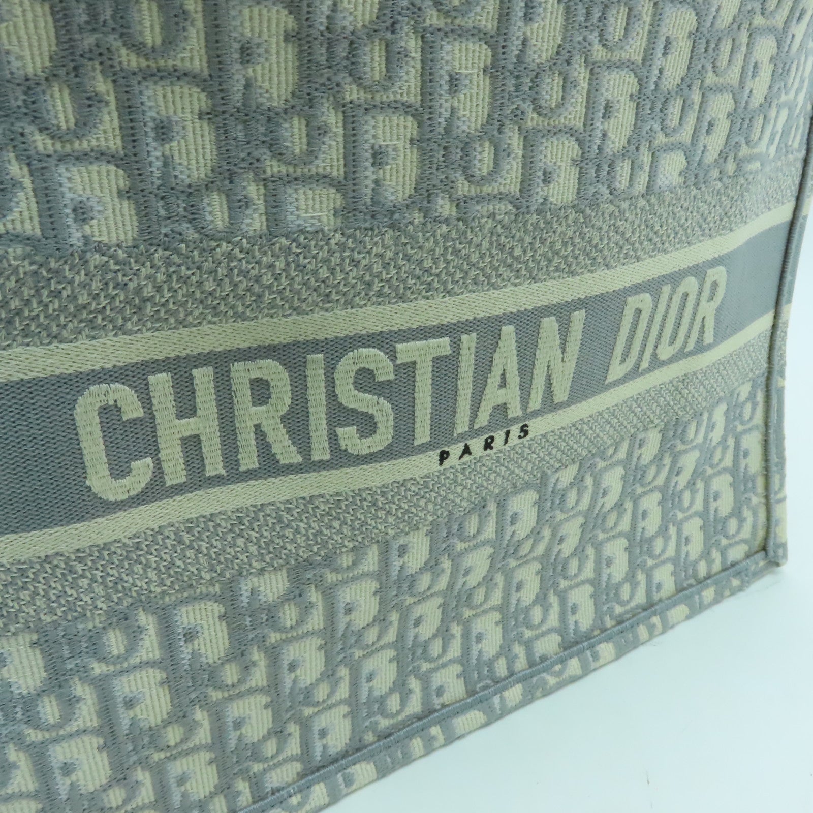 Dior 帆布Medium Book Tote手挽袋白色/灰色