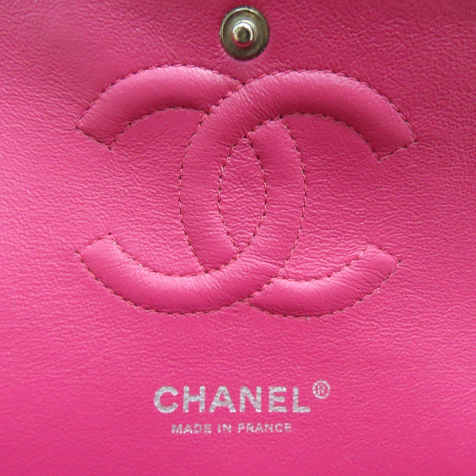 CHANEL 菱格漆皮皮革Chain Shoulder銀扣鏈帶肩背袋粉紅色