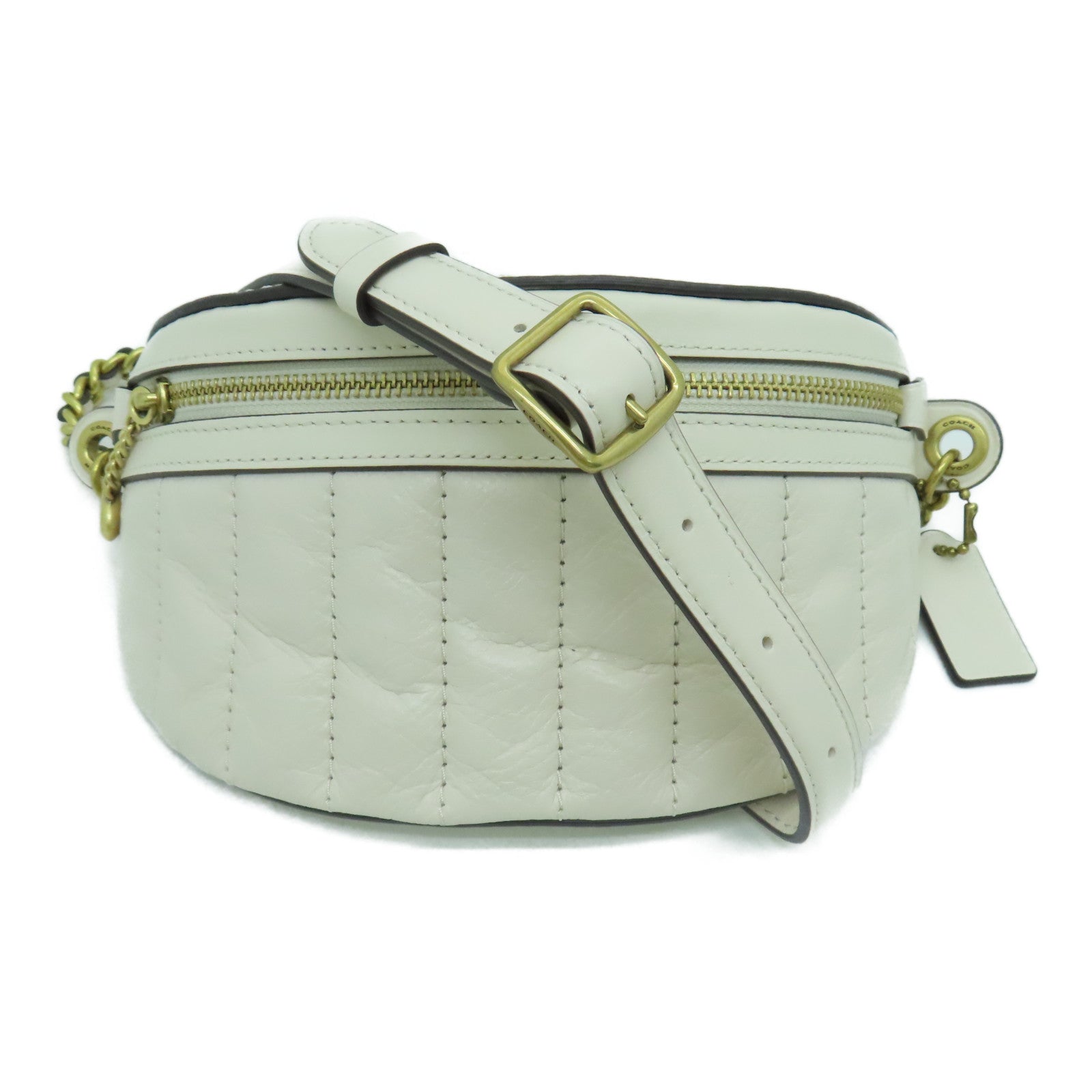 COACH 牛皮皮革Waist Bag金扣腰包白色