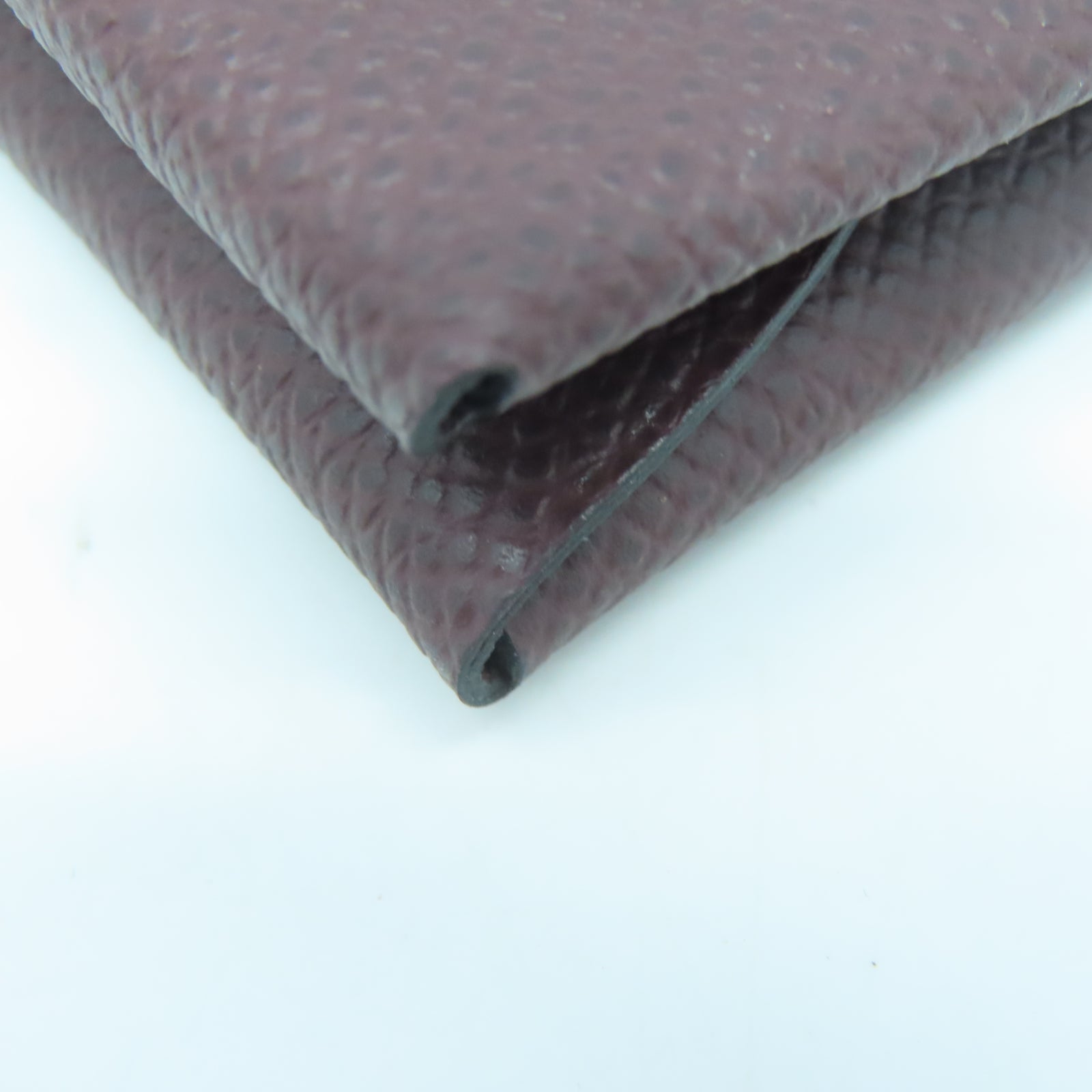 HERMES Veau Epsom皮革Calvi Duo銀扣卡片套朱古力色