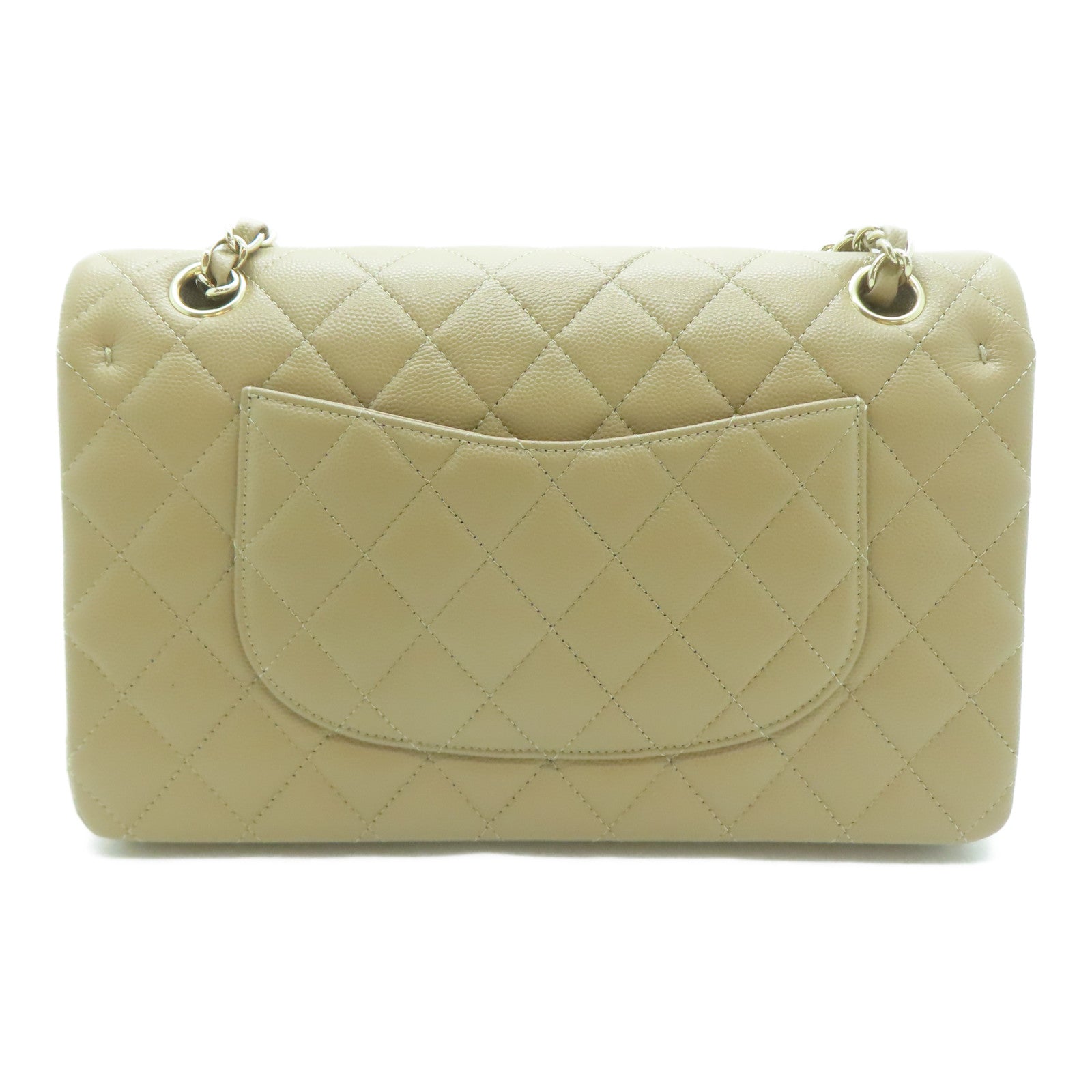 CHANEL 菱格Caviar皮革Classic Flap金扣鏈帶肩背袋啡色
