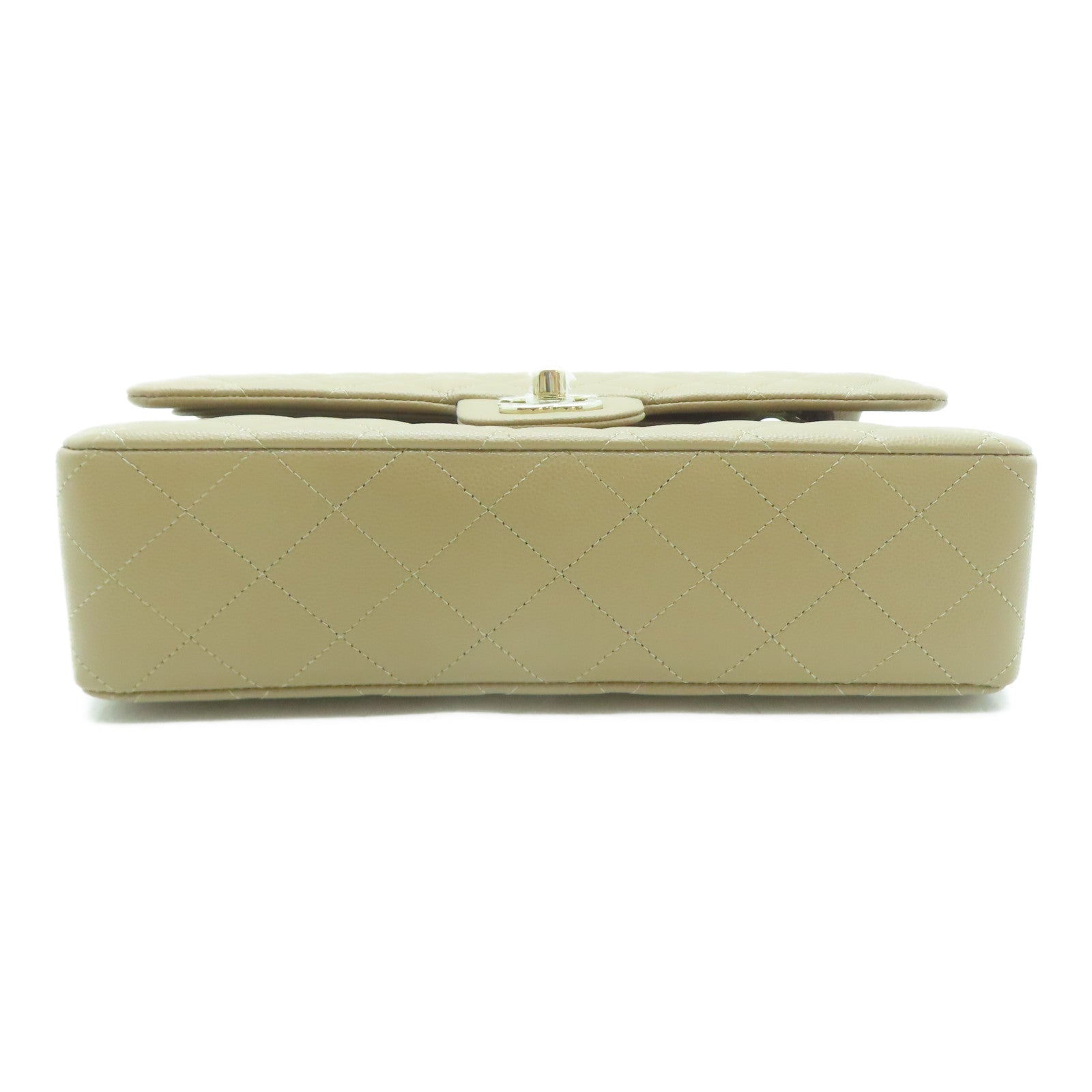 CHANEL 菱格Caviar皮革Classic Flap金扣鏈帶肩背袋啡色
