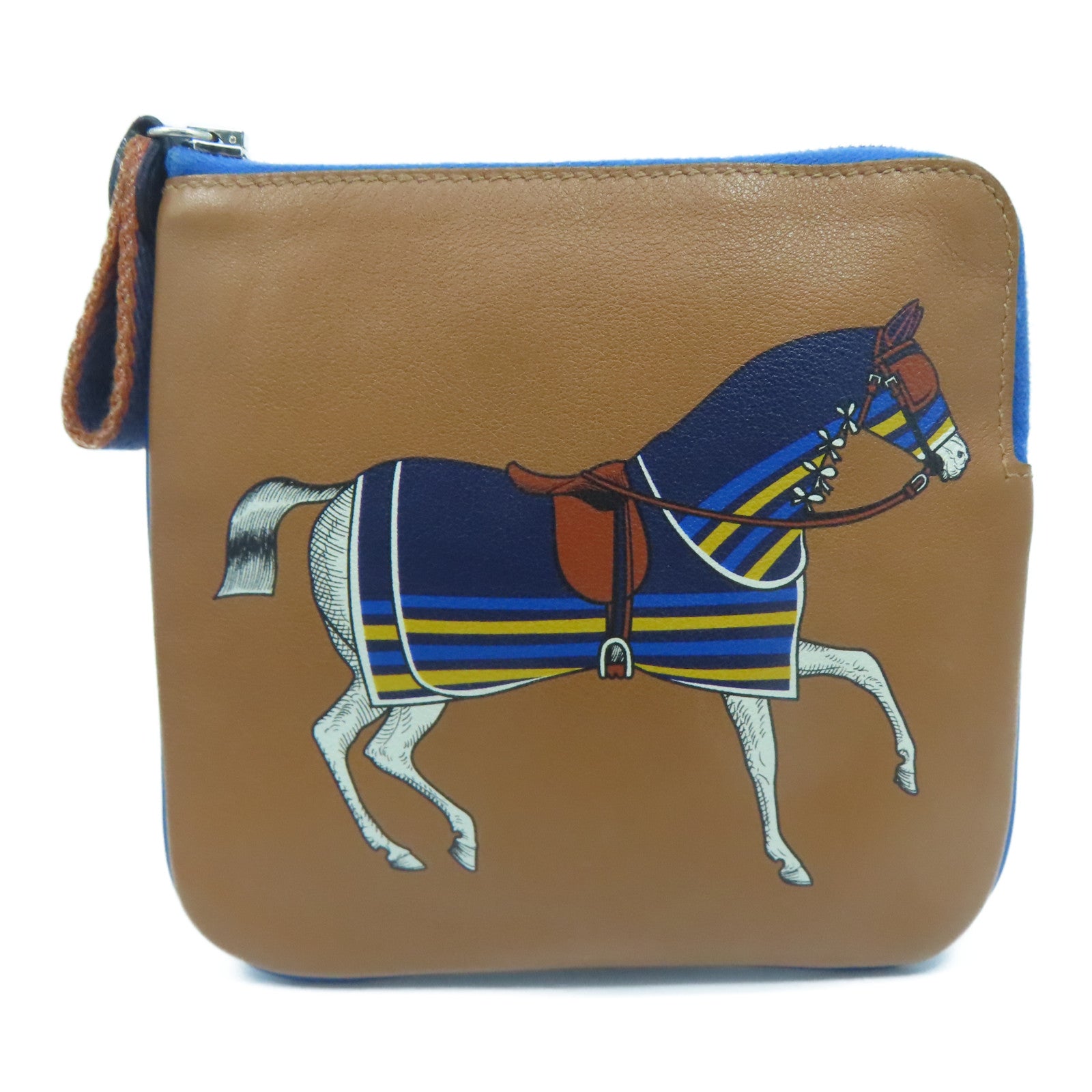 HERMES Swift皮革Carre Pocket Pouch銀扣手拿包啡色/藍色/黃色