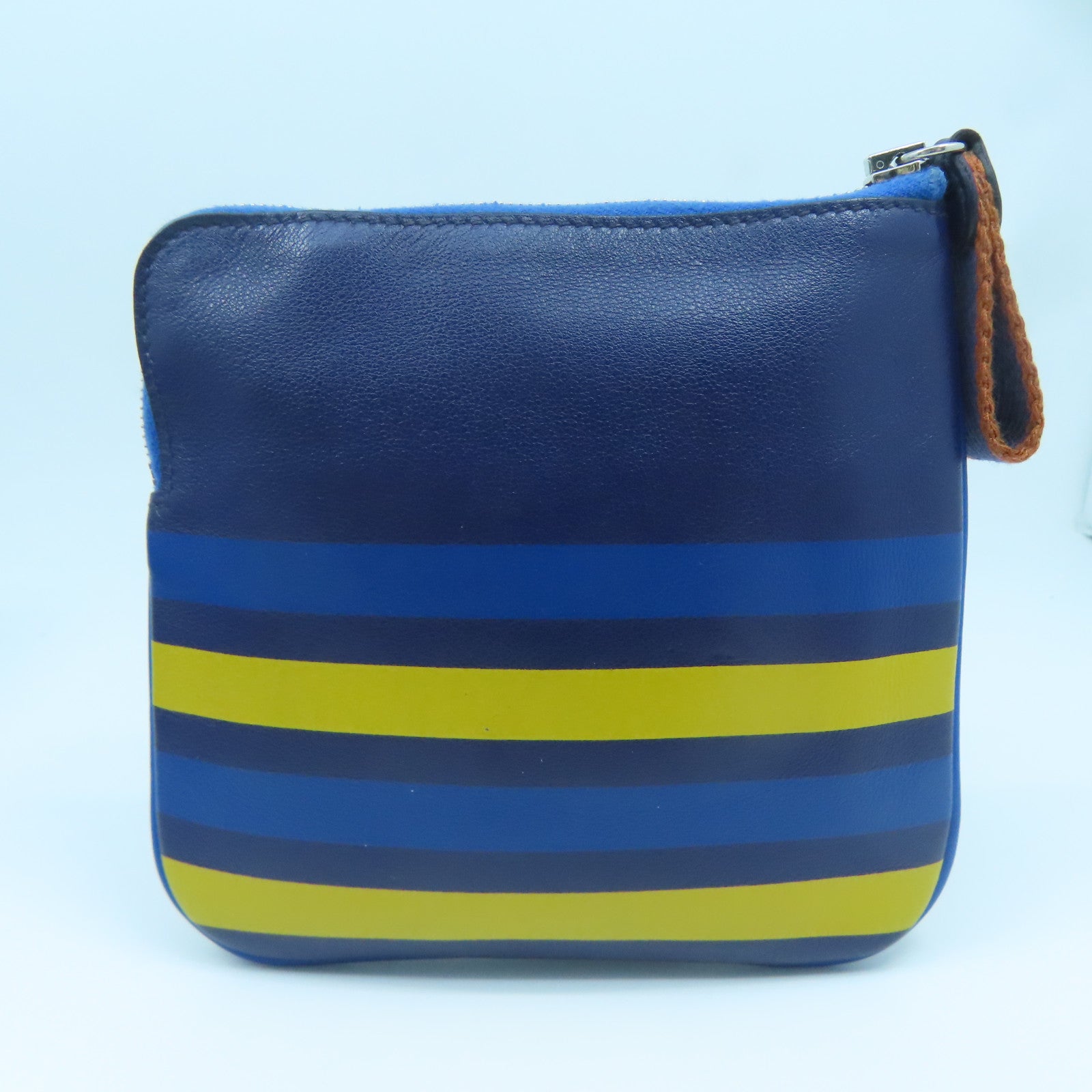 HERMES Swift皮革Carre Pocket Pouch銀扣手拿包啡色/藍色/黃色