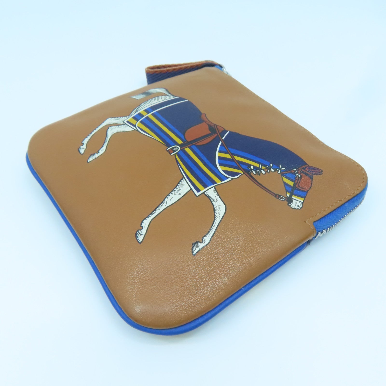 HERMES Swift皮革Carre Pocket Pouch銀扣手拿包啡色/藍色/黃色