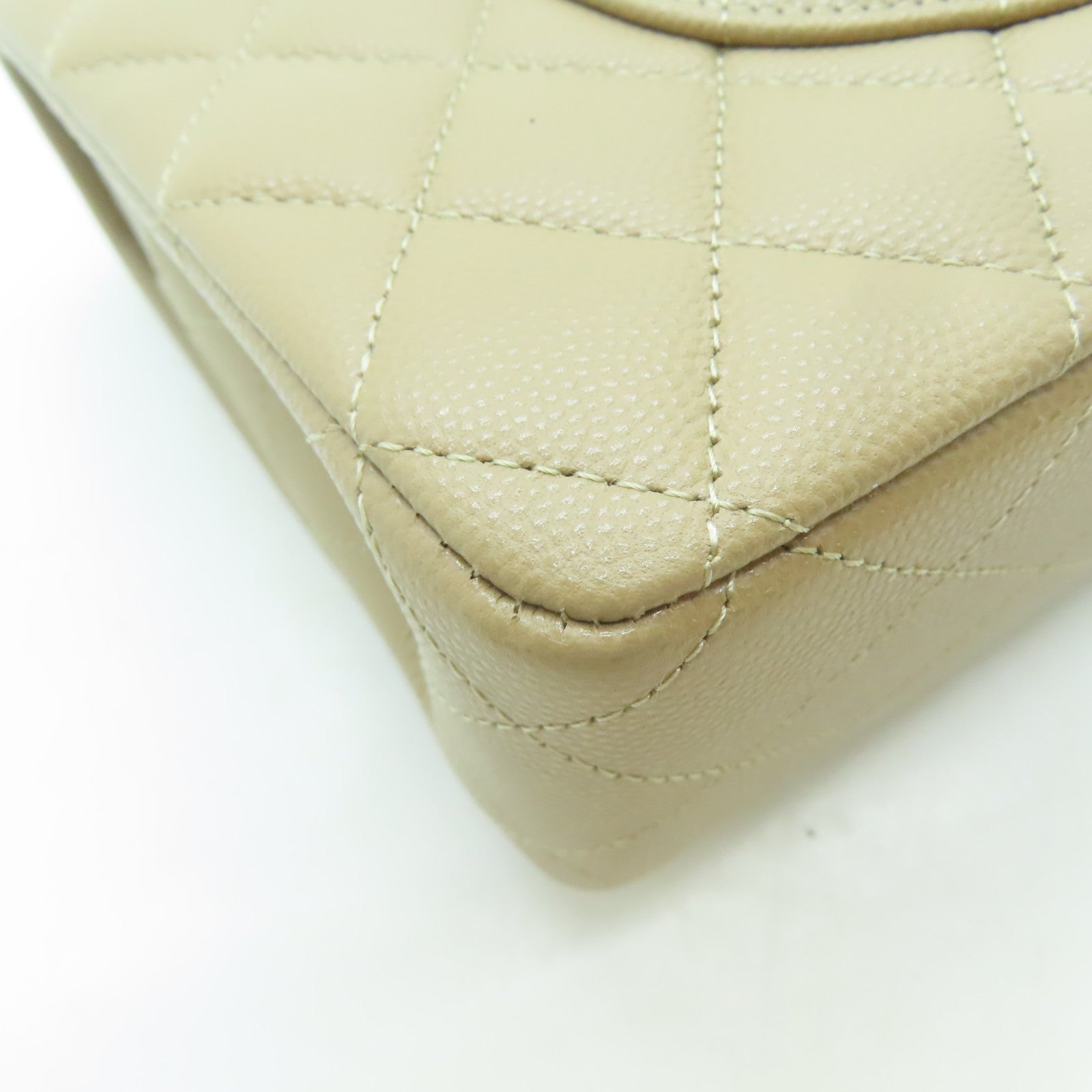 CHANEL 菱格Caviar皮革Classic Flap金扣鏈帶肩背袋啡色