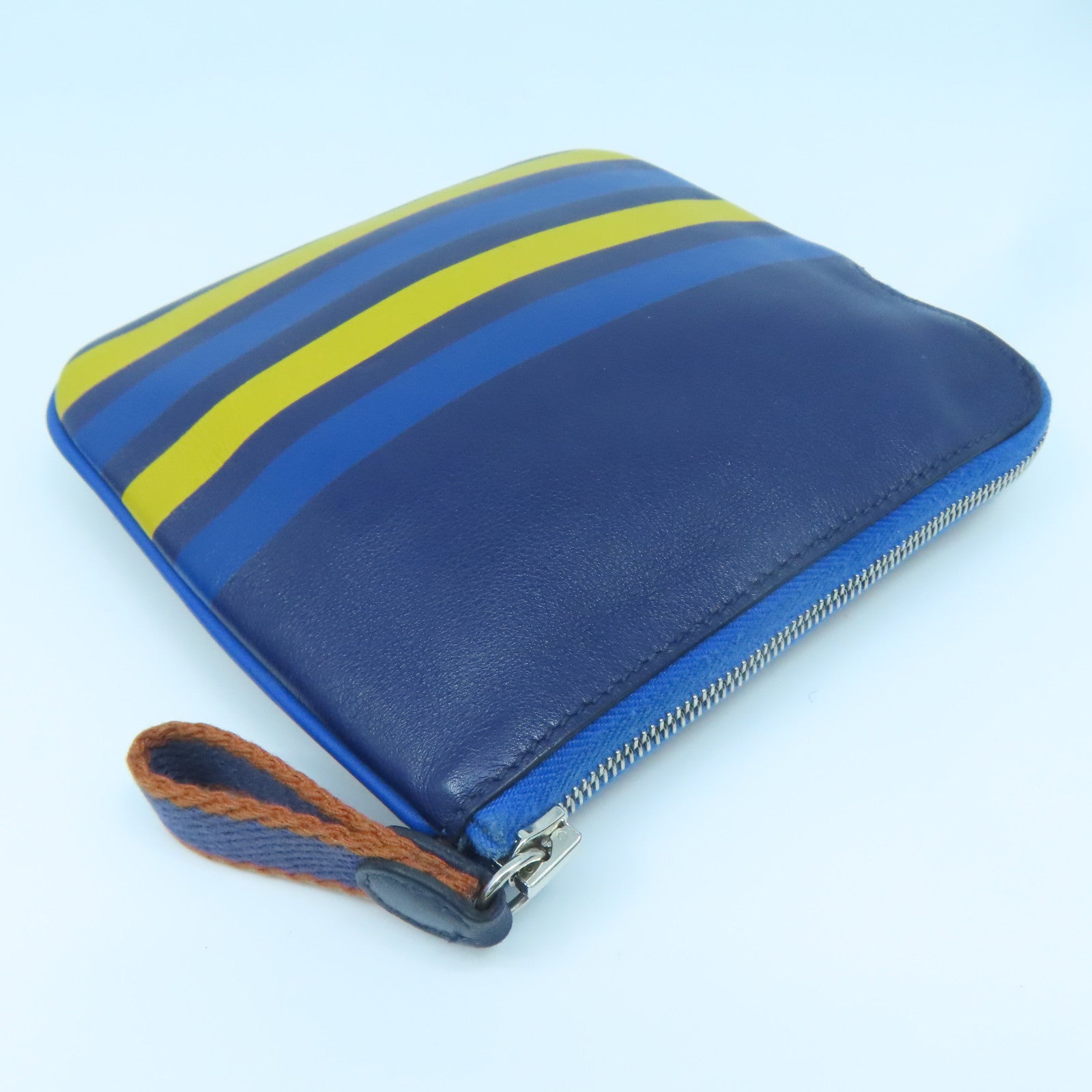 HERMES Swift皮革Carre Pocket Pouch銀扣手拿包啡色/藍色/黃色