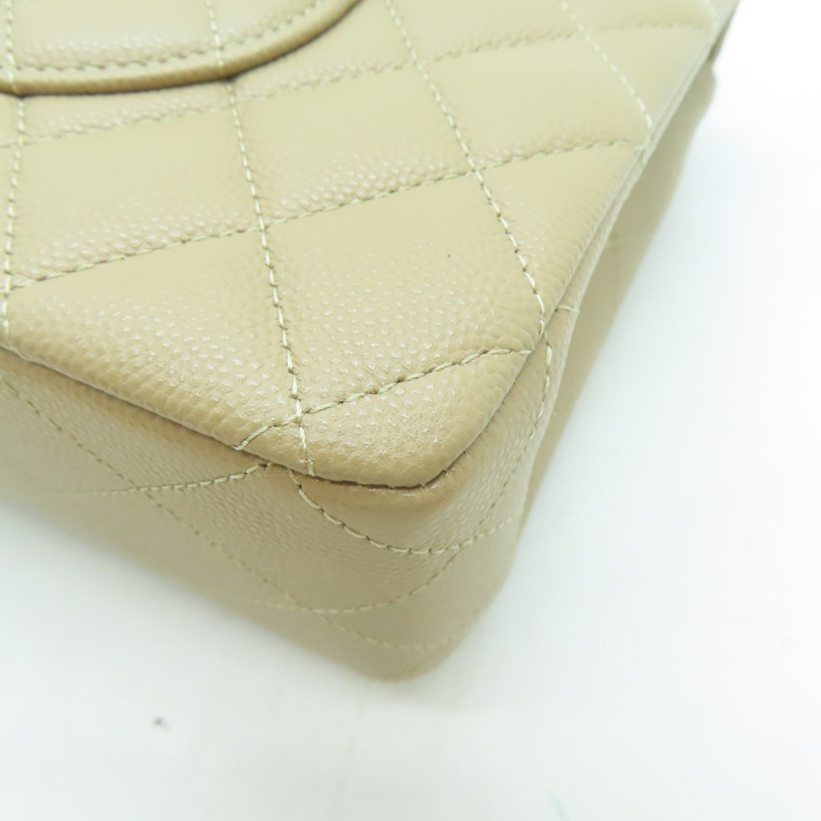 CHANEL 菱格Caviar皮革Classic Flap金扣鏈帶肩背袋啡色
