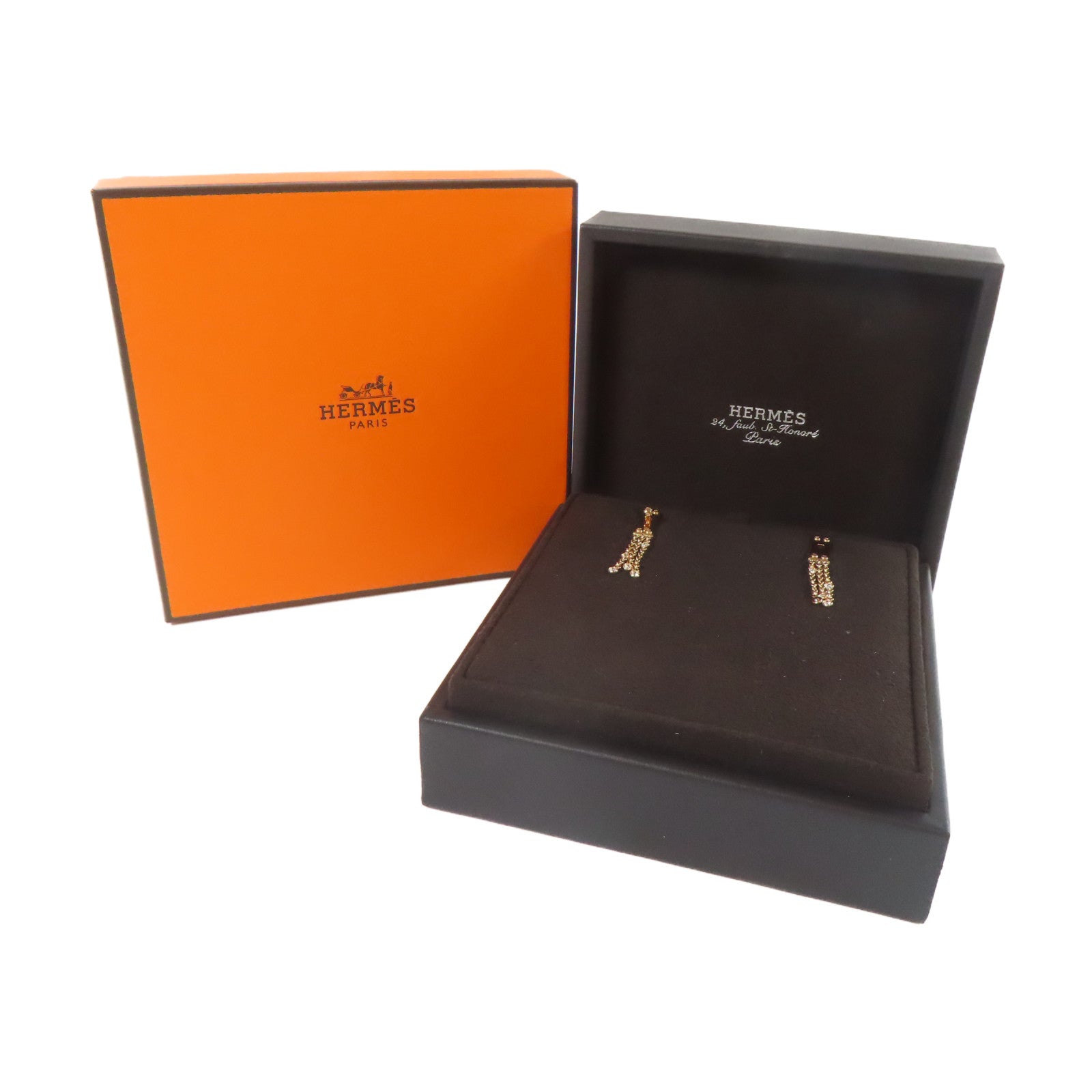 HERMES 18K玫瑰金Kelly Gavroche Earrings0.25ct鑽石耳環
