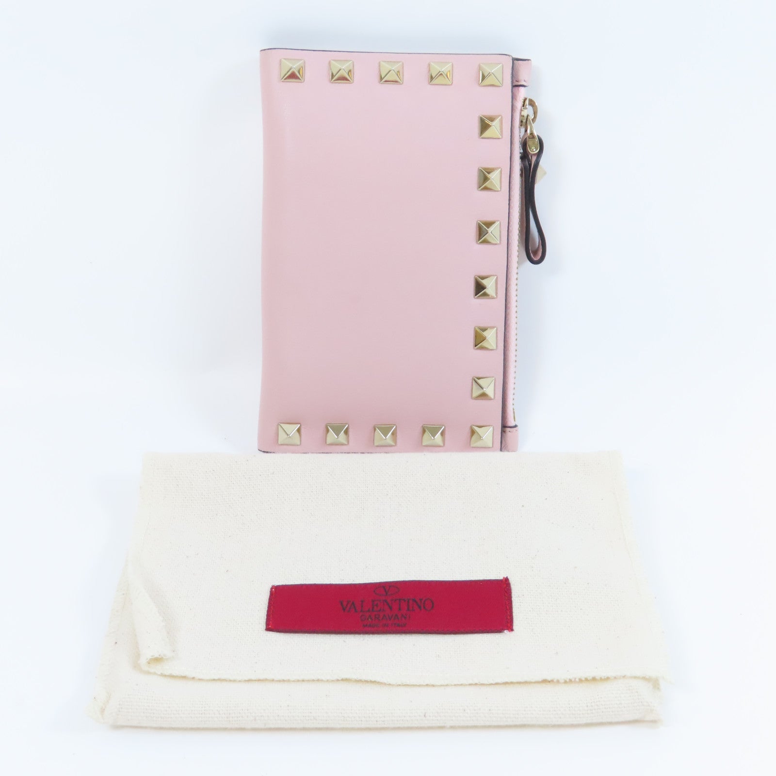 Valentino 皮革Wallet金扣錢包粉紅色