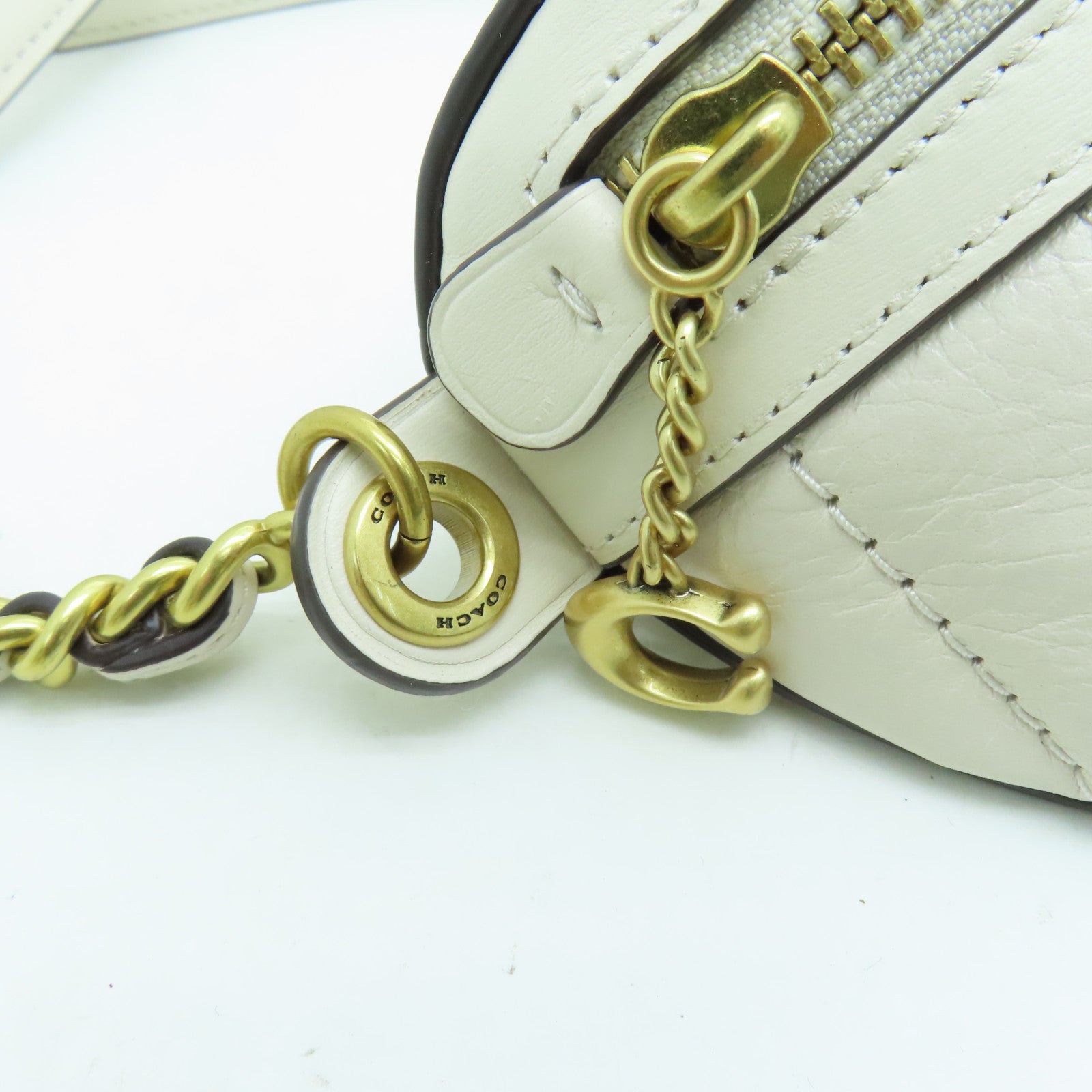 COACH 牛皮皮革Waist Bag金扣腰包白色