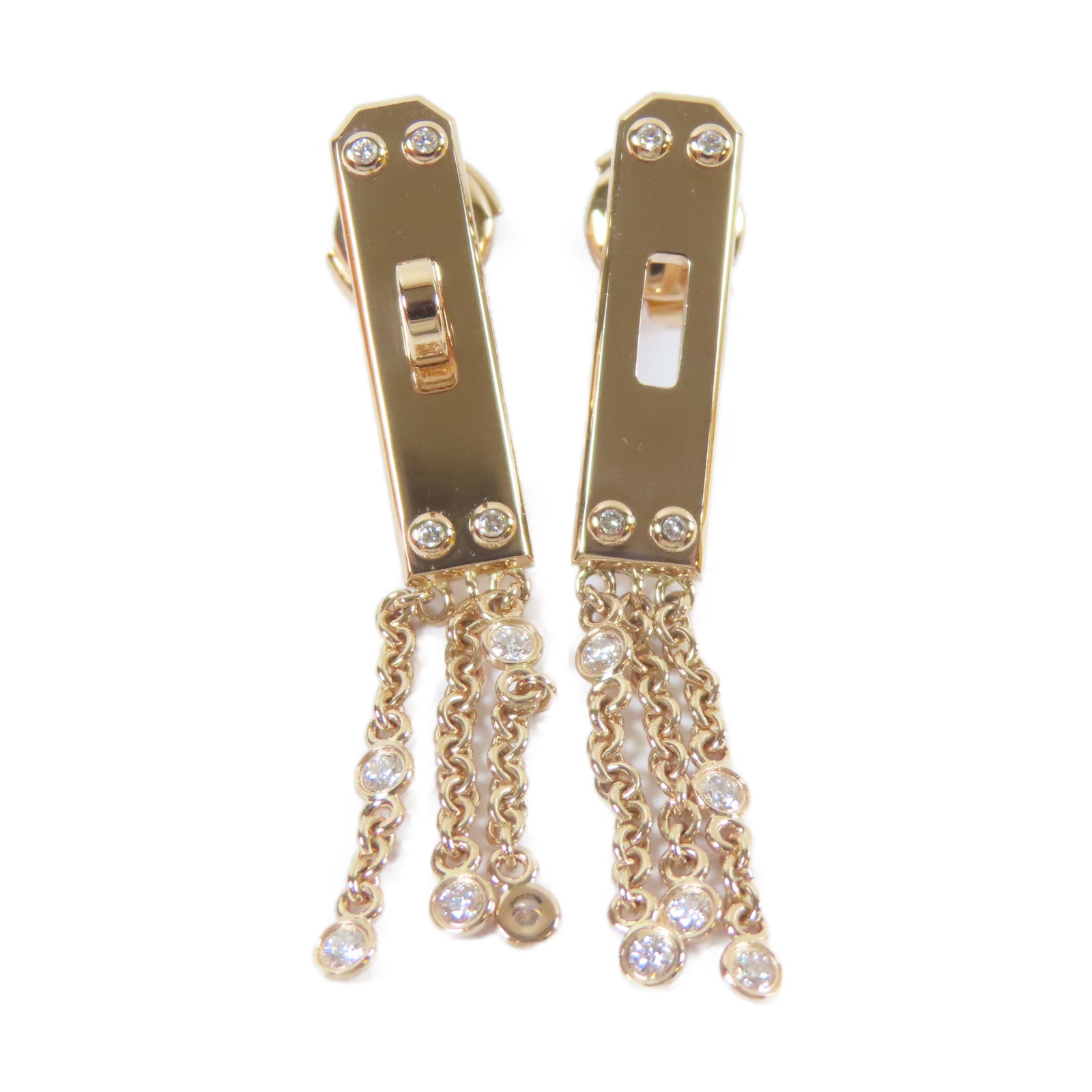 HERMES 18K玫瑰金Kelly Gavroche Earrings0.25ct鑽石耳環
