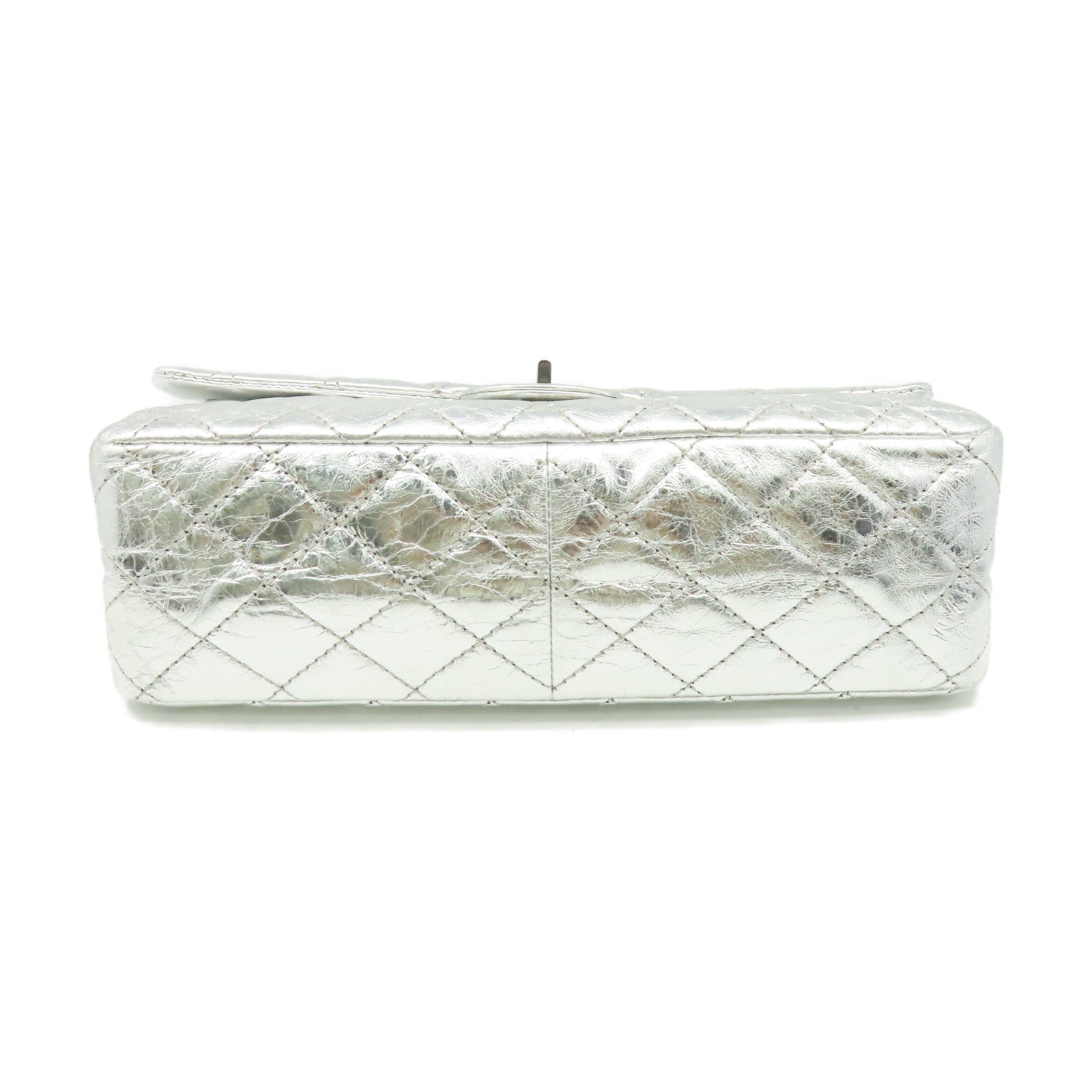 CHANEL 菱格羊皮皮革2.55 Double Flap Chain Shoulder Bag銀扣鏈帶肩背袋銀色