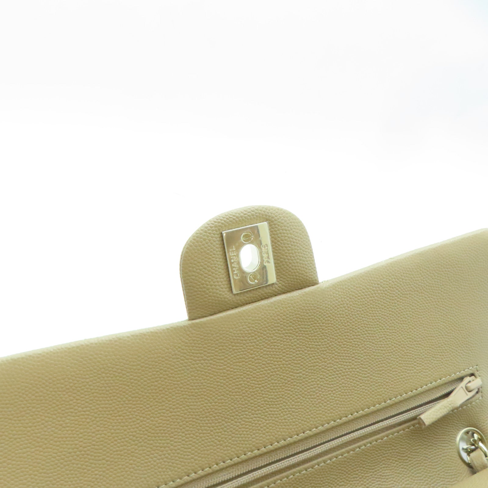 CHANEL 菱格Caviar皮革Classic Flap金扣鏈帶肩背袋啡色