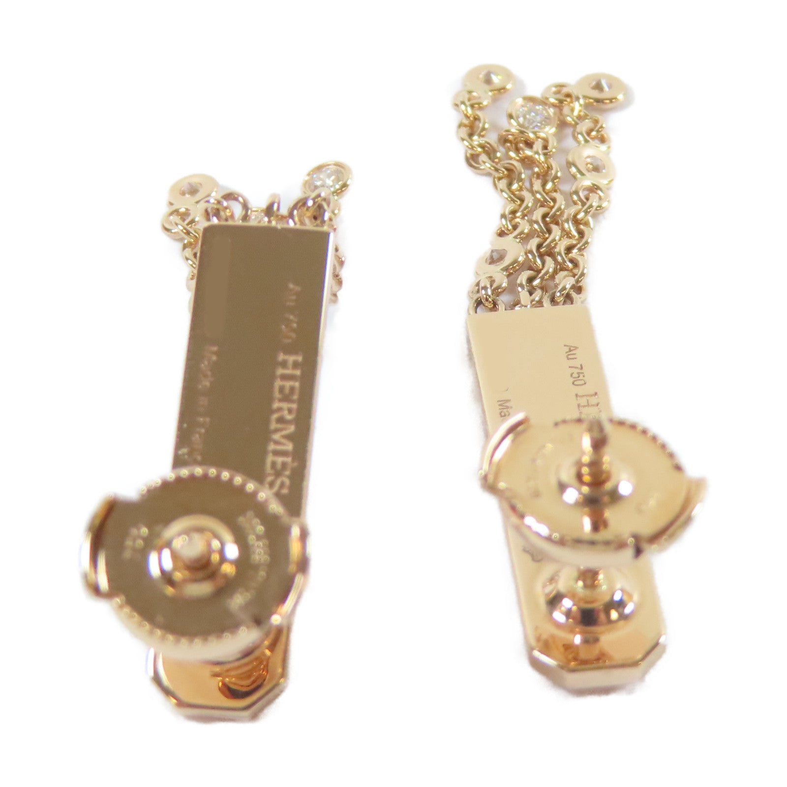 HERMES 18K玫瑰金Kelly Gavroche Earrings0.25ct鑽石耳環