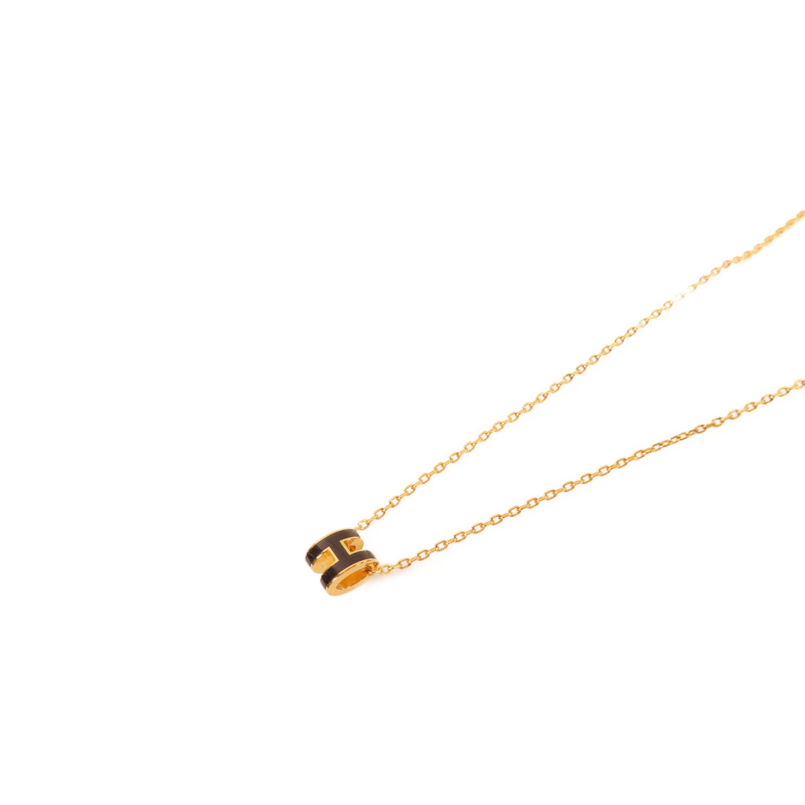 HERMES 金屬/琺瑯Mini Pop Necklace項鏈黑色/金色
