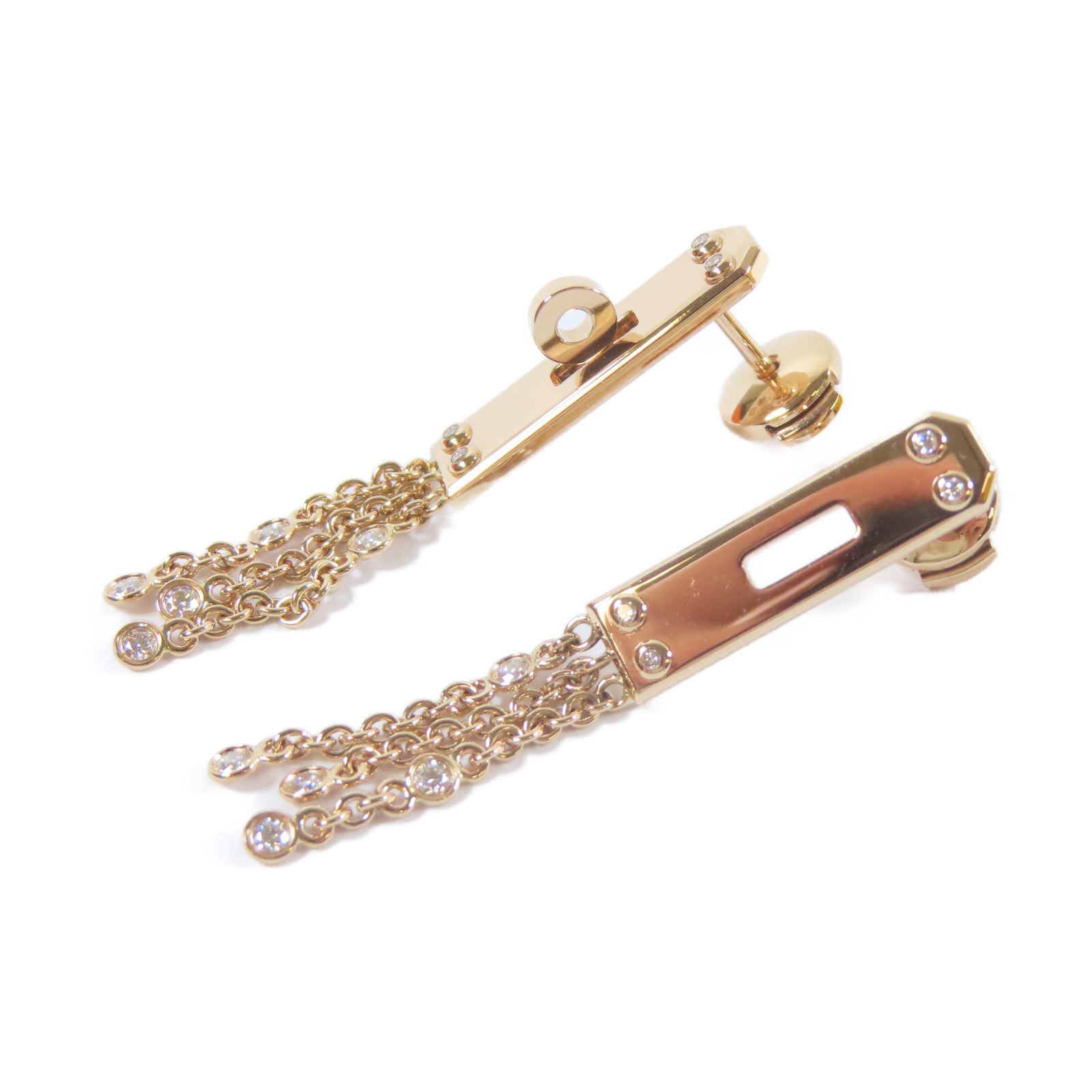 HERMES 18K玫瑰金Kelly Gavroche Earrings0.25ct鑽石耳環