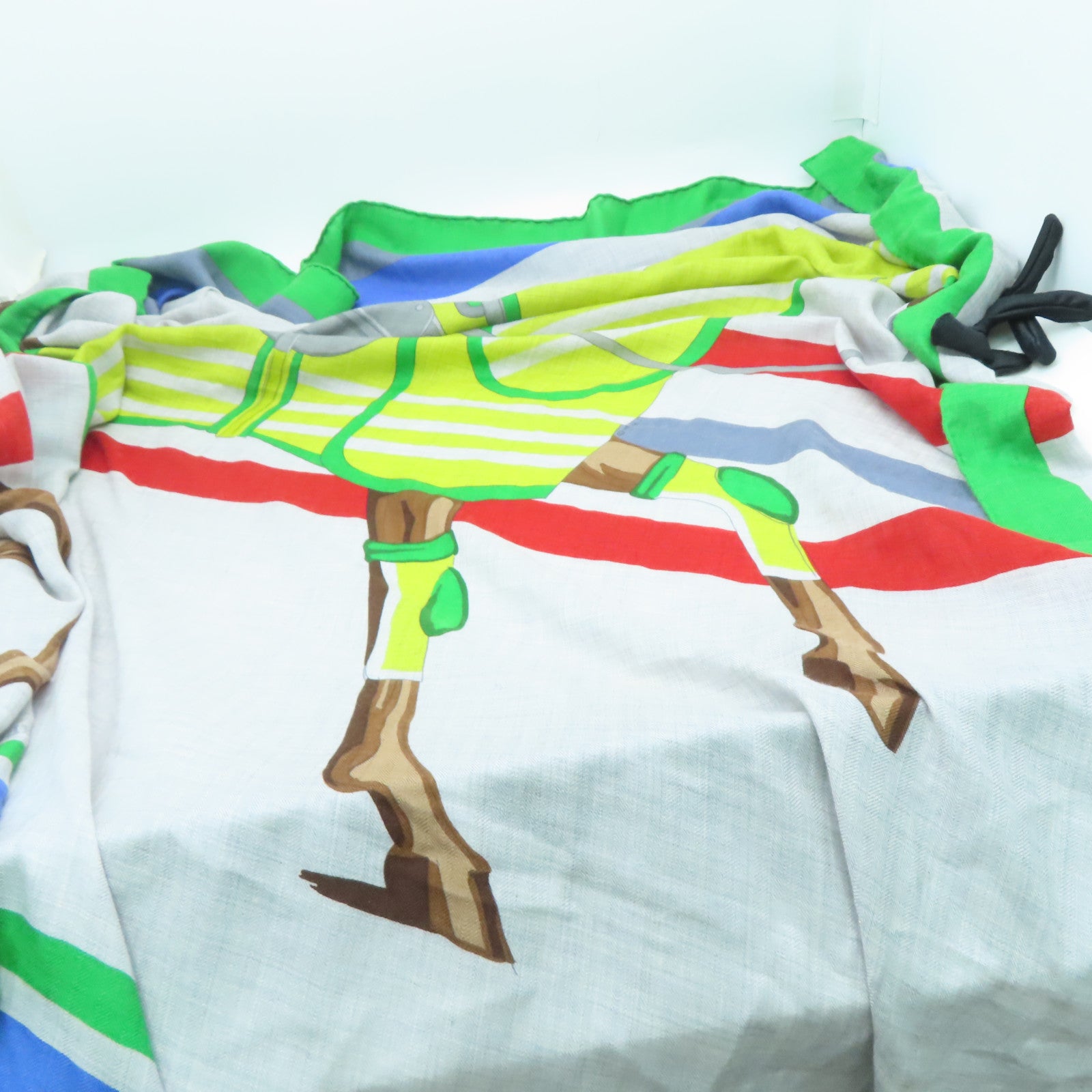 HERMES 羊绒Scarf围巾灰色蓝色140x140cm