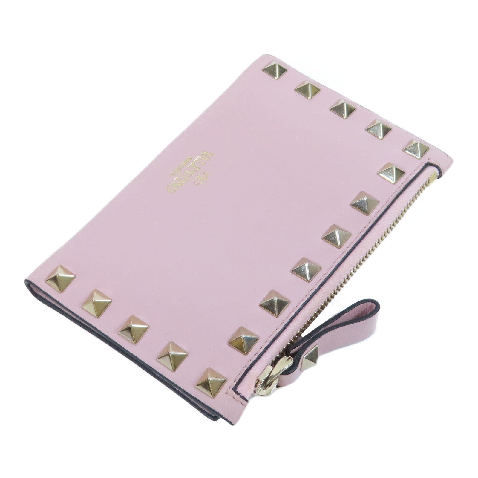 Valentino 皮革Wallet金扣錢包粉紅色