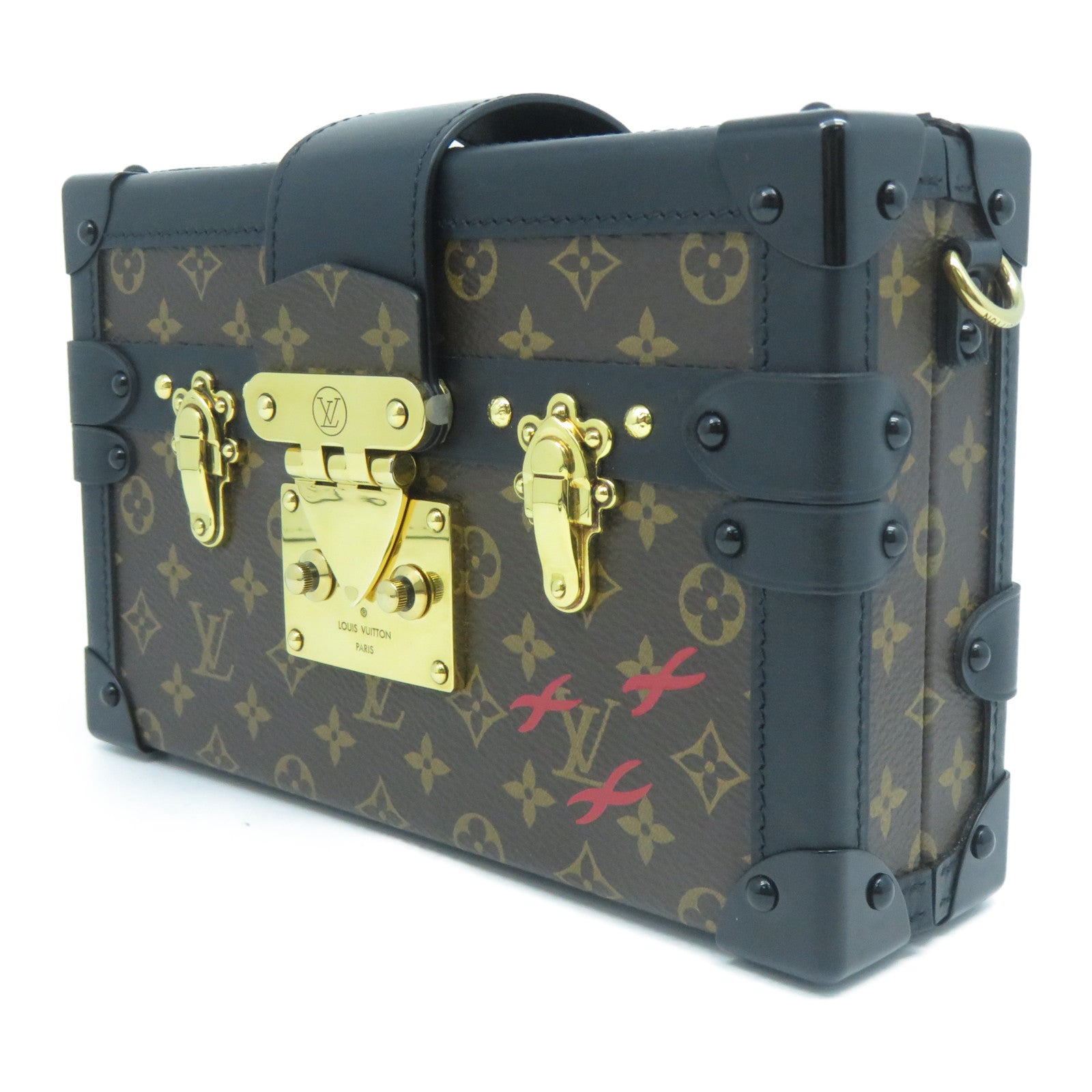 LOUIS VUITTON Monogram Petite Malle金扣肩背袋啡色/黑色