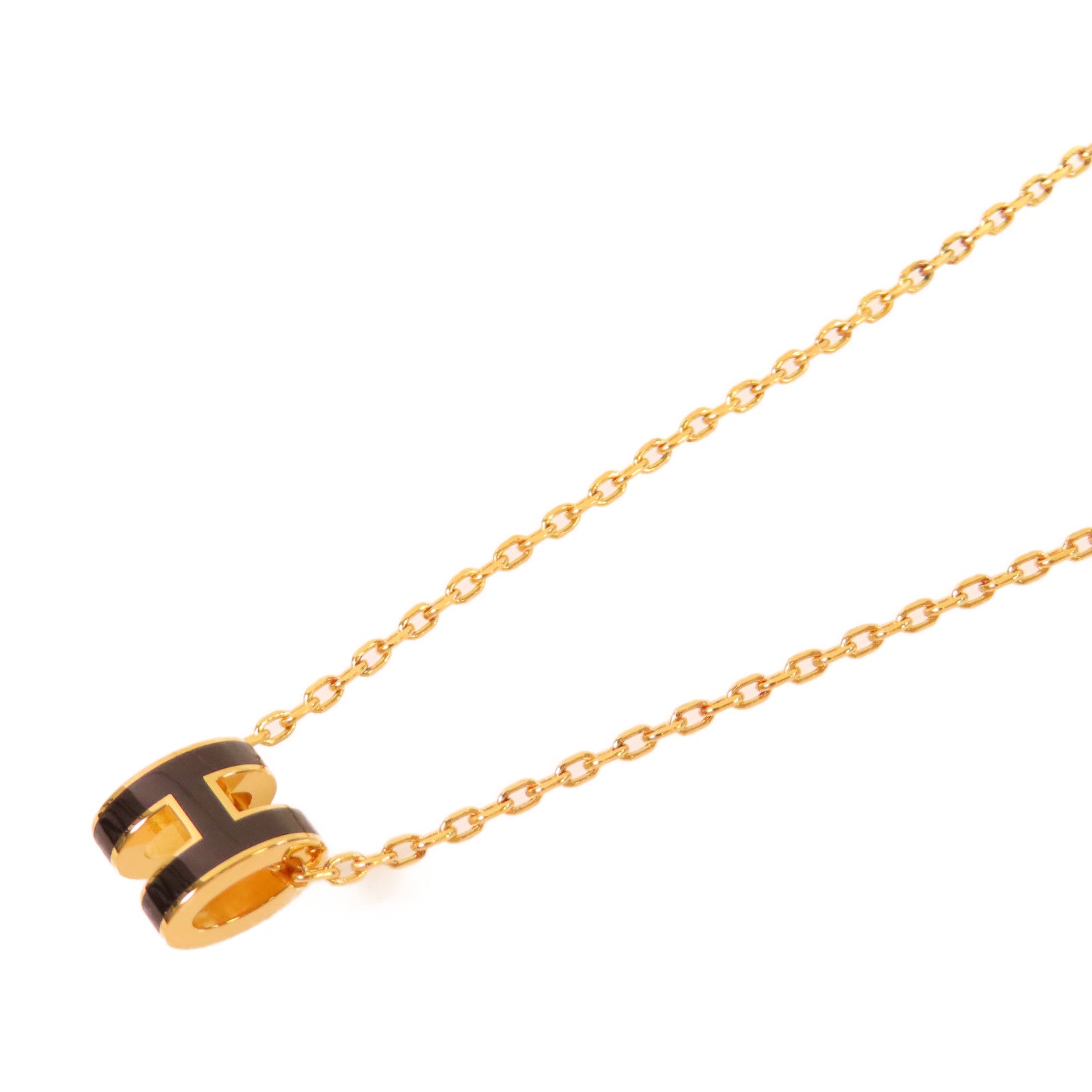 HERMES 金屬/琺瑯Mini Pop Necklace項鏈黑色/金色
