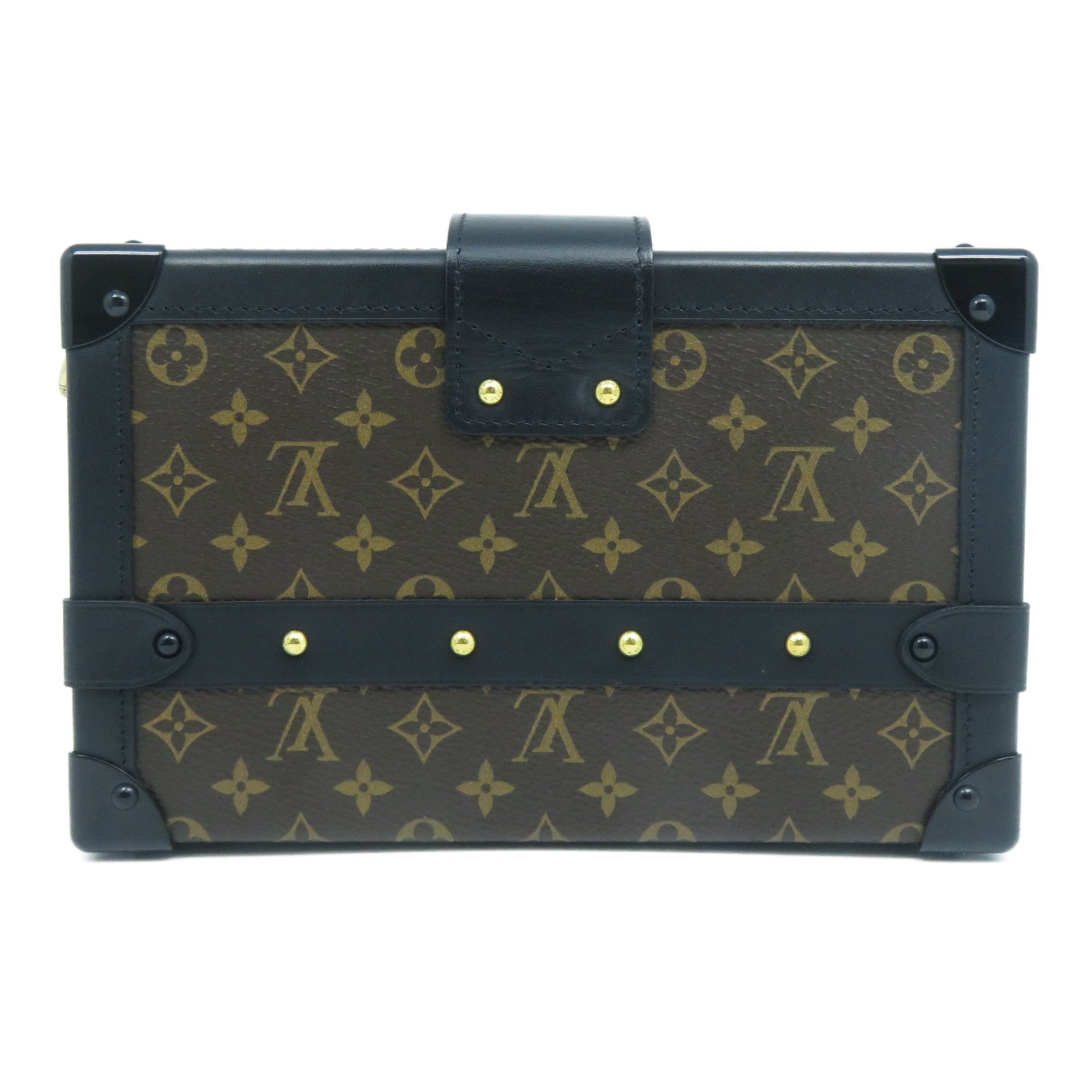 LOUIS VUITTON Monogram Petite Malle金扣肩背袋啡色/黑色