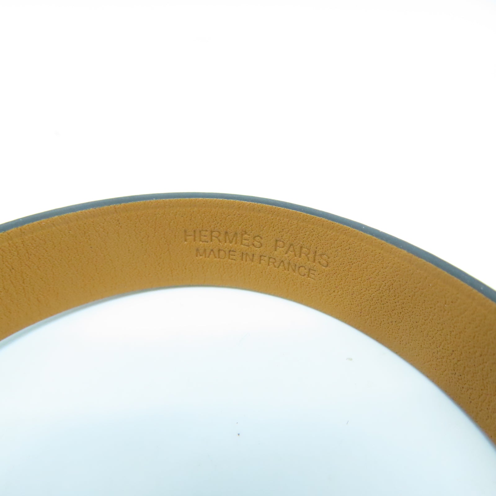 HERMES Veau Epsom皮革Tonight Bracelet銀扣手環黑色