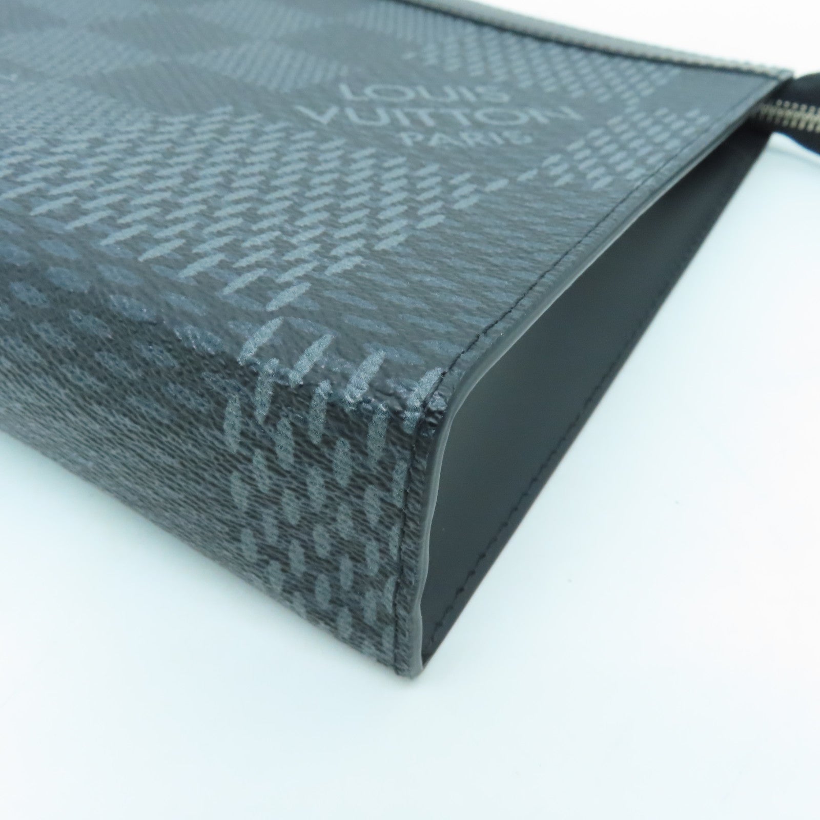 LOUIS VUITTON Damier Graphite Pochette Voyage Silver Buckle Tote Black