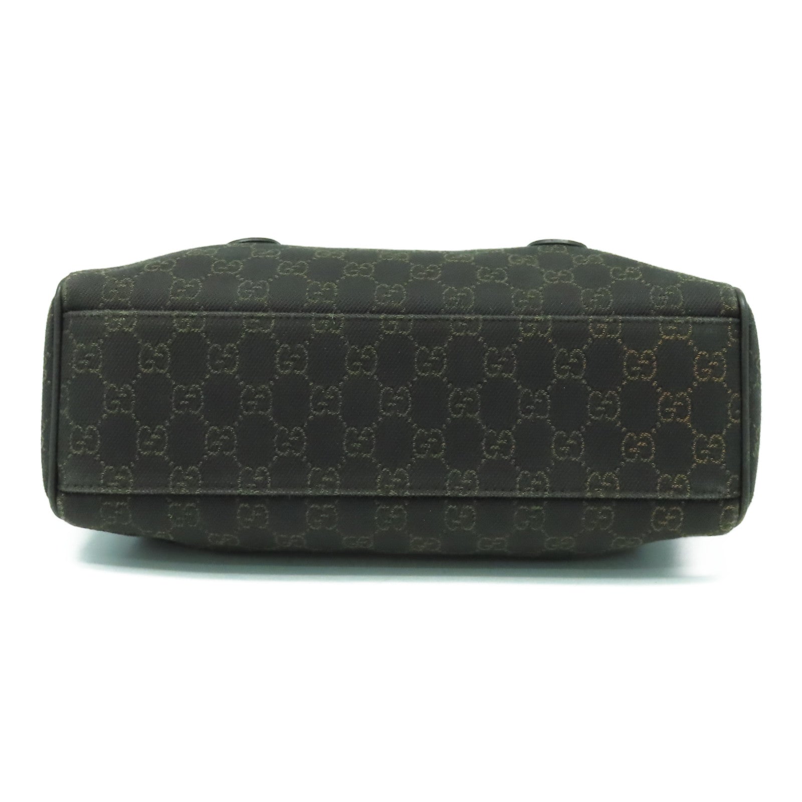 GUCCI 帆布/皮革Boston Bag金扣肩背袋啡色