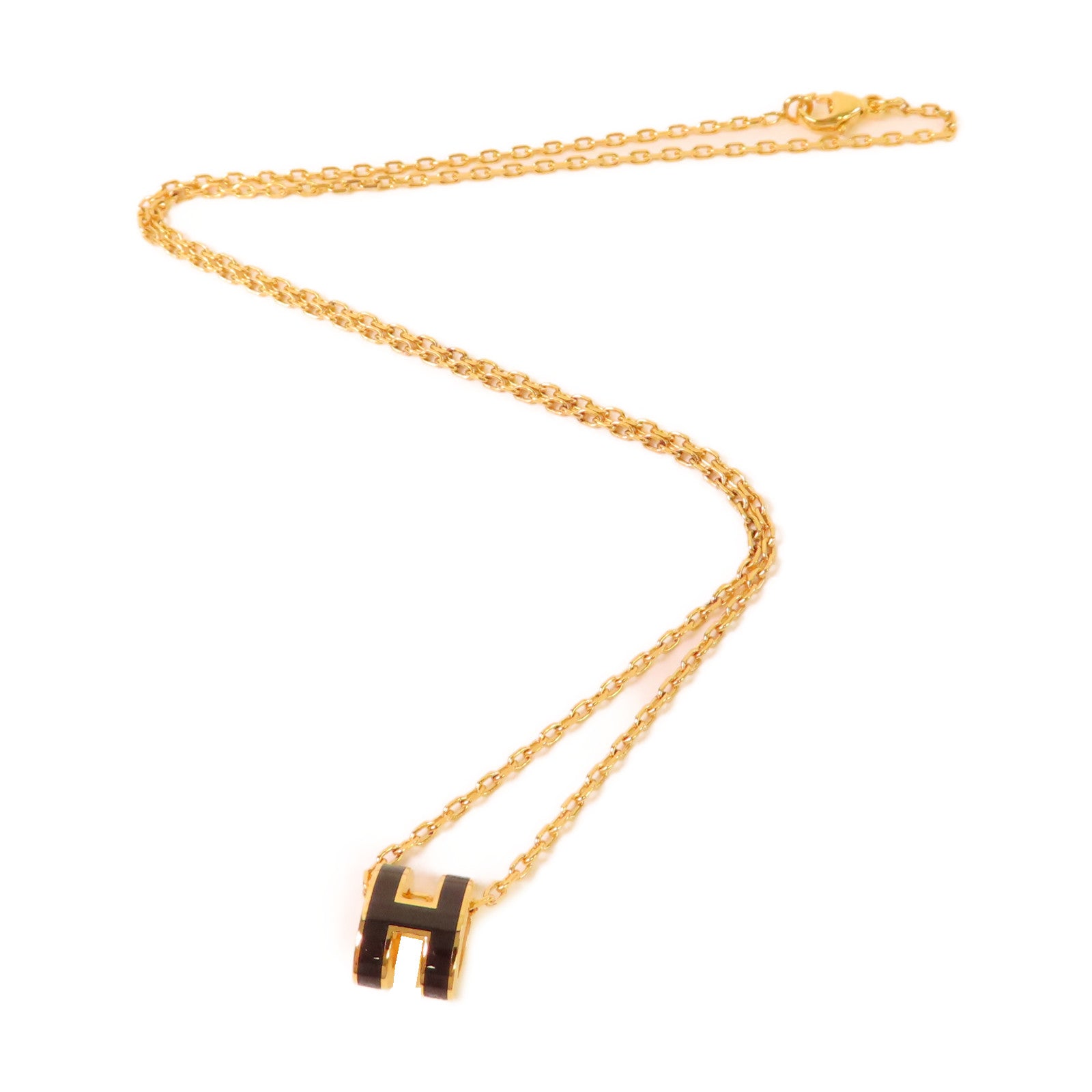 HERMES 金屬/琺瑯Mini Pop Necklace項鏈黑色/金色