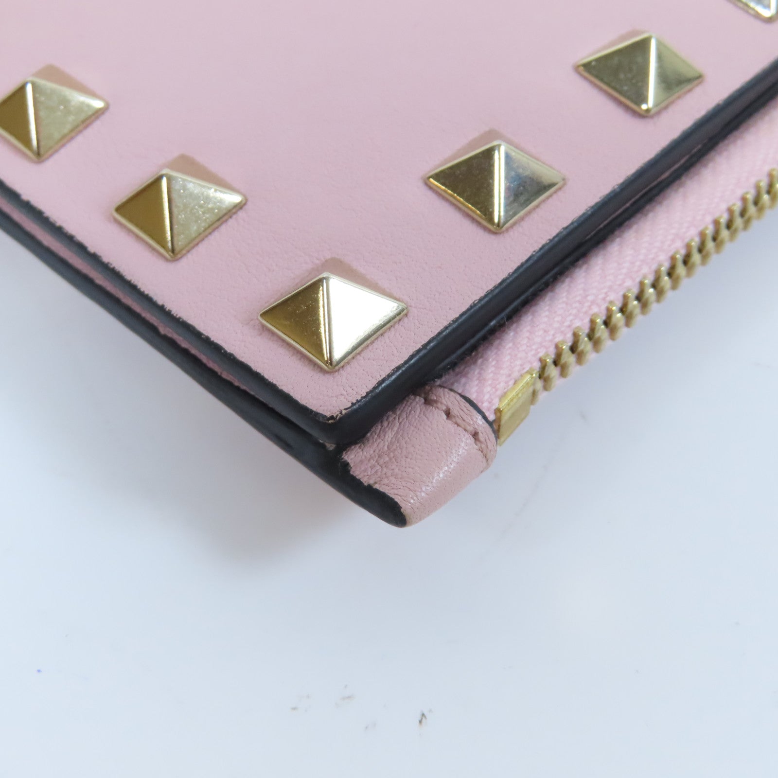 Valentino 皮革Wallet金扣錢包粉紅色