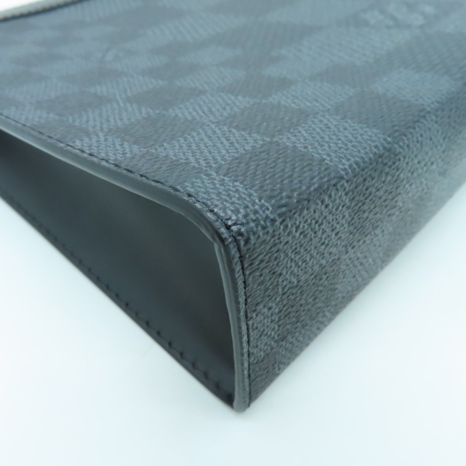 LOUIS VUITTON Damier Graphite Pochette Voyage Silver Buckle Tote Black