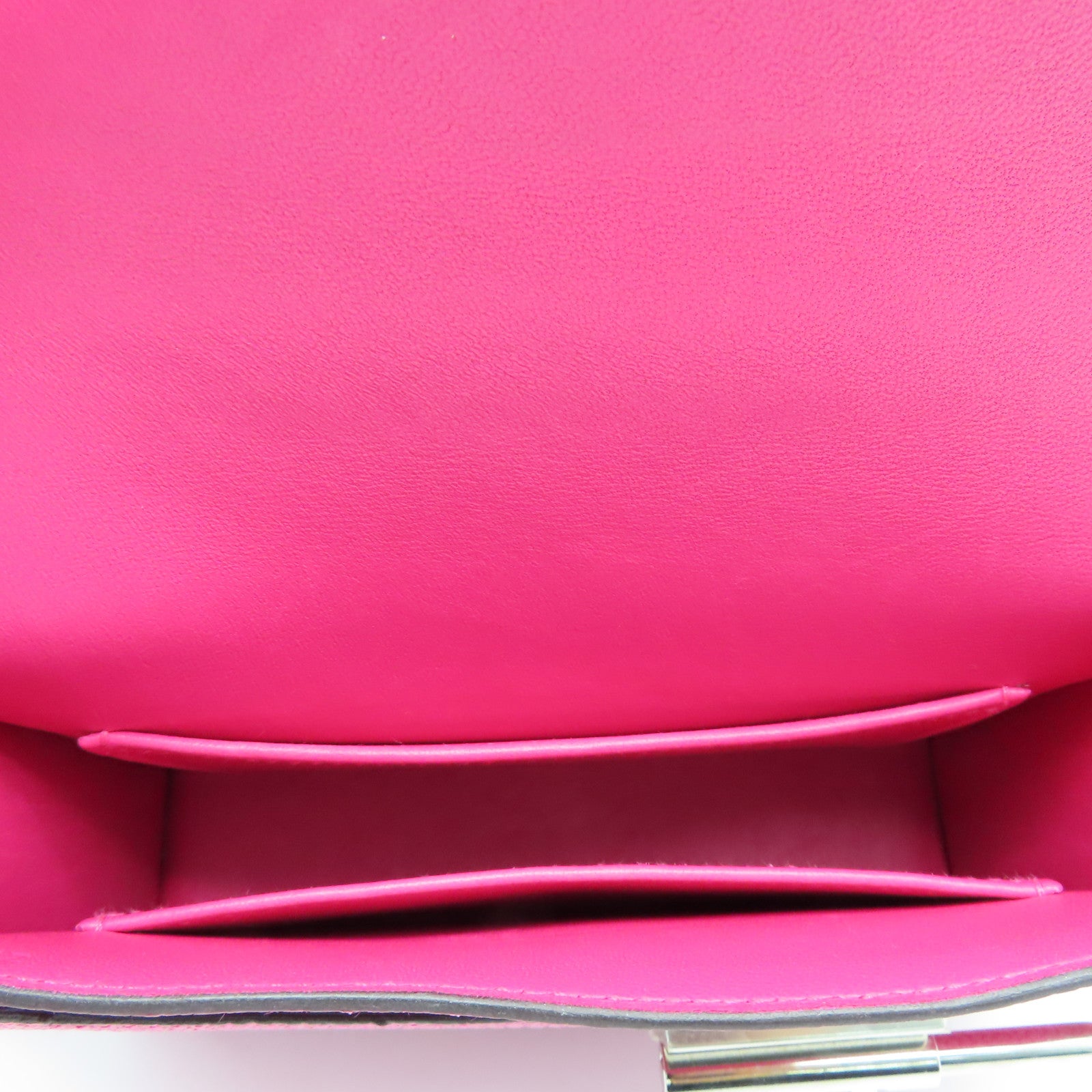 HERMES Chevre Leather Mini Verrou Silver Buckle Handle Bag Rose Extreme Pink