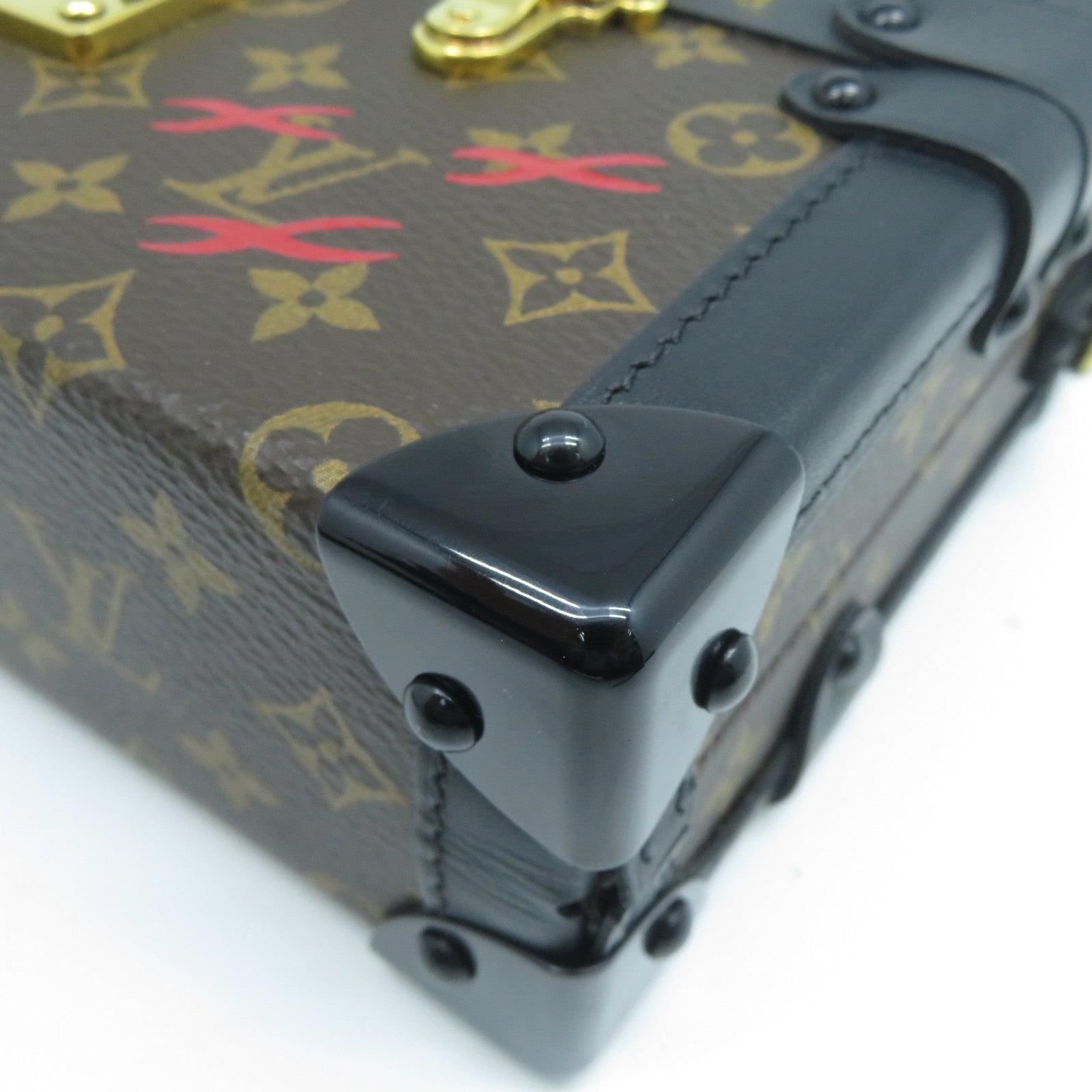 LOUIS VUITTON Monogram Petite Malle金扣肩背袋啡色/黑色