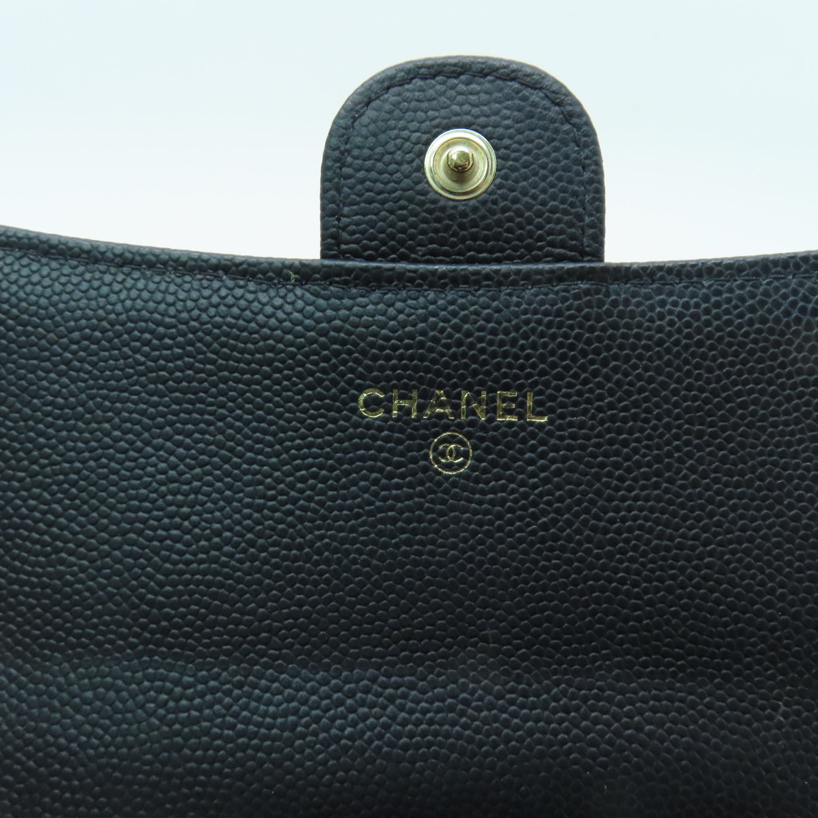 CHANEL 菱格Caviar皮革Wallet金扣錢包黑色