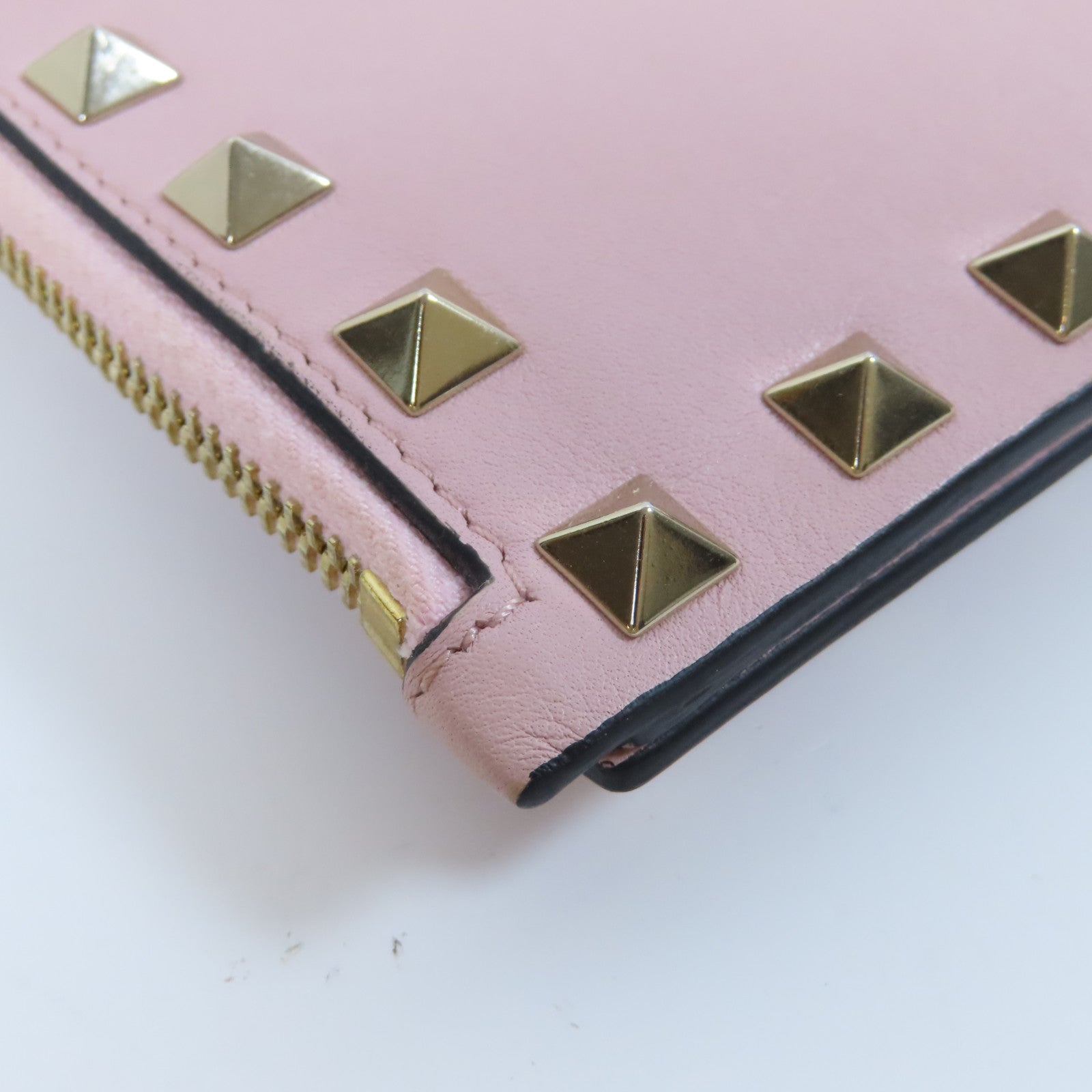 Valentino 皮革Wallet金扣錢包粉紅色