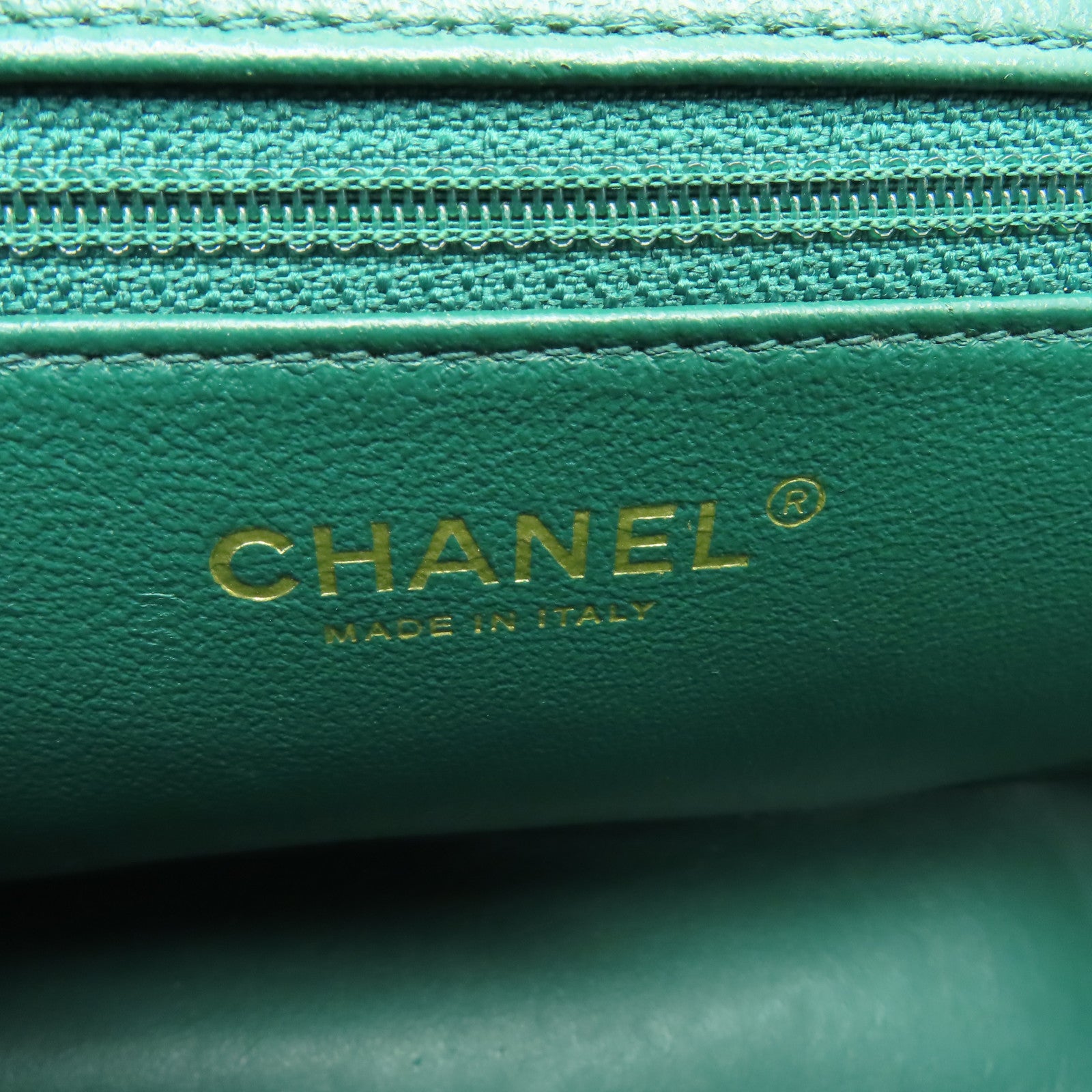 CHANEL 菱格Caviar皮革Business Affinty Bag金扣手挽肩背兩用袋綠色