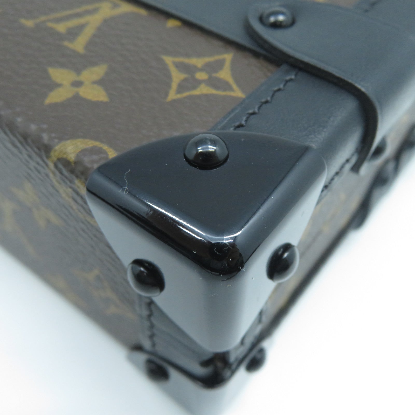LOUIS VUITTON Monogram Petite Malle金扣肩背袋啡色/黑色