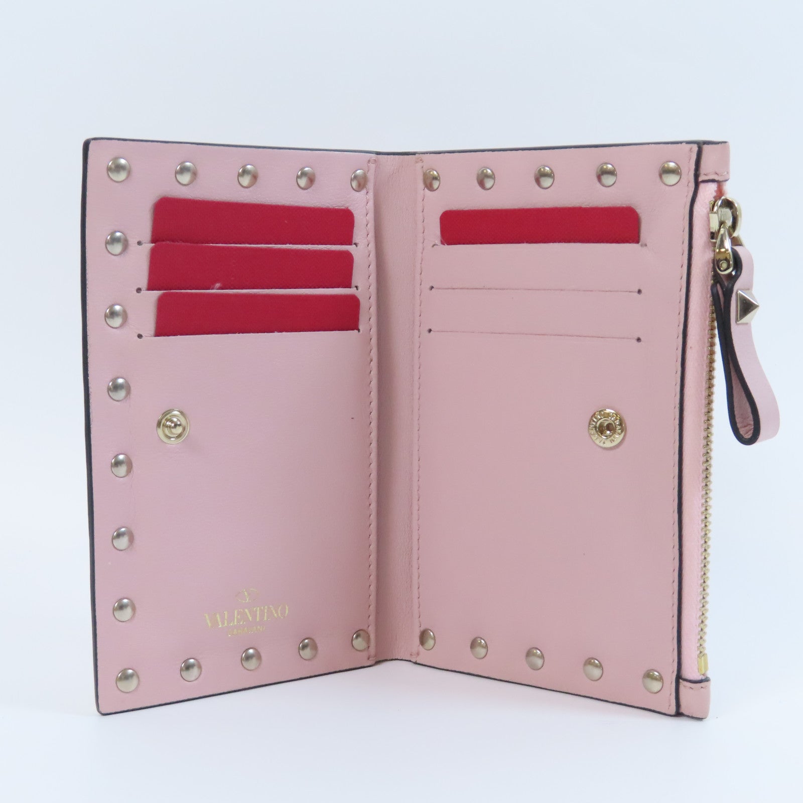 Valentino 皮革Wallet金扣錢包粉紅色