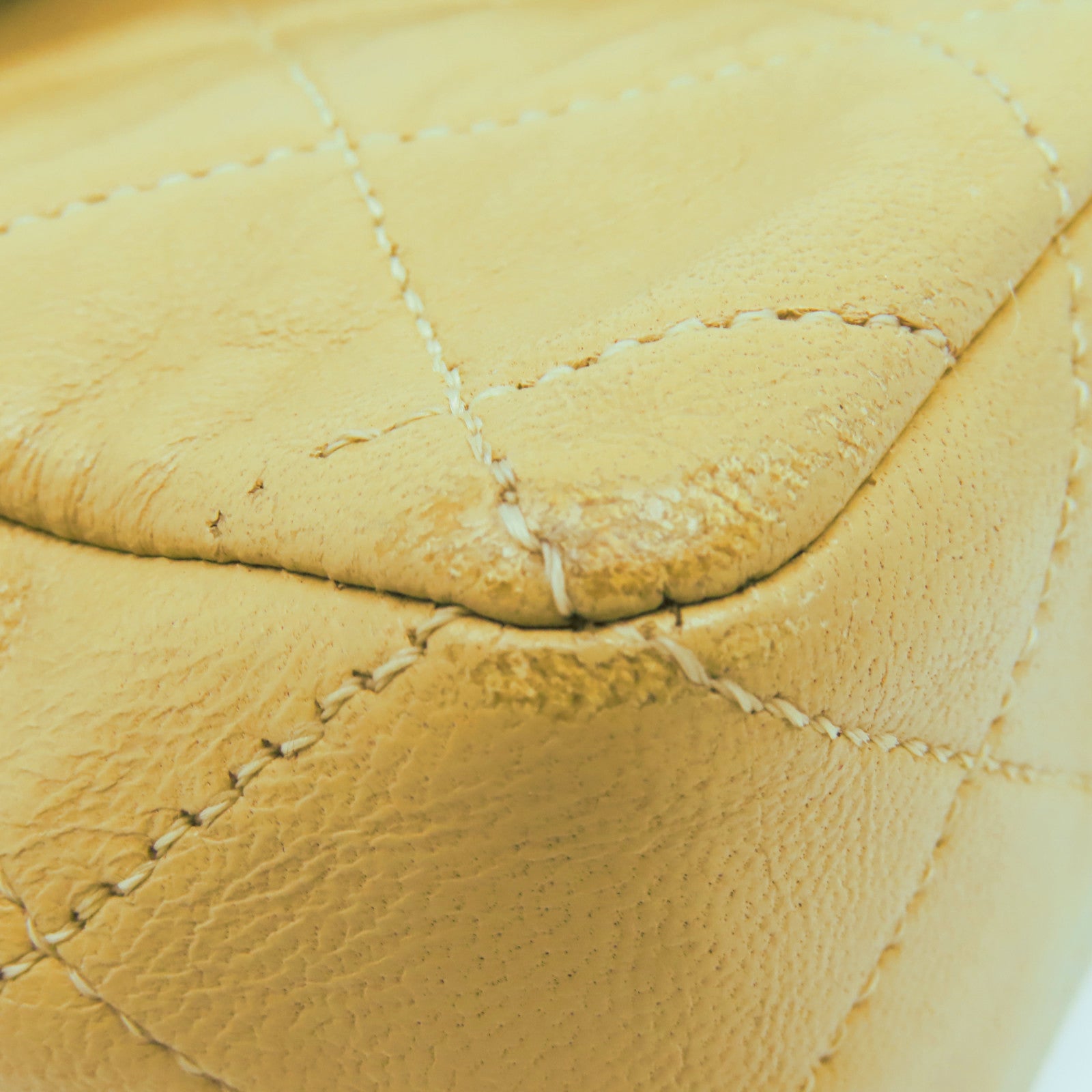 CHANEL 【激減優惠】菱格羊皮皮革Vintage Classic Flap 17cm金扣鏈帶肩背袋卡其色
