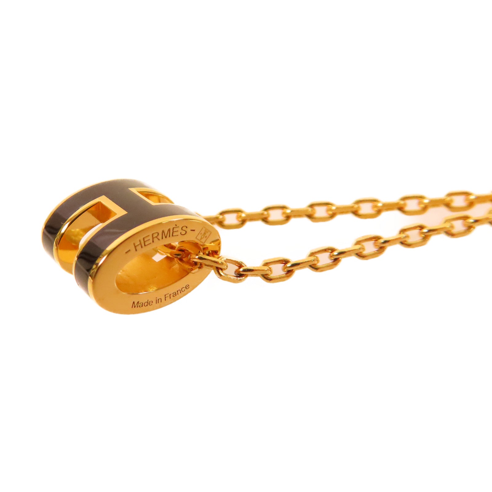 HERMES 金屬/琺瑯Mini Pop Necklace項鏈黑色/金色