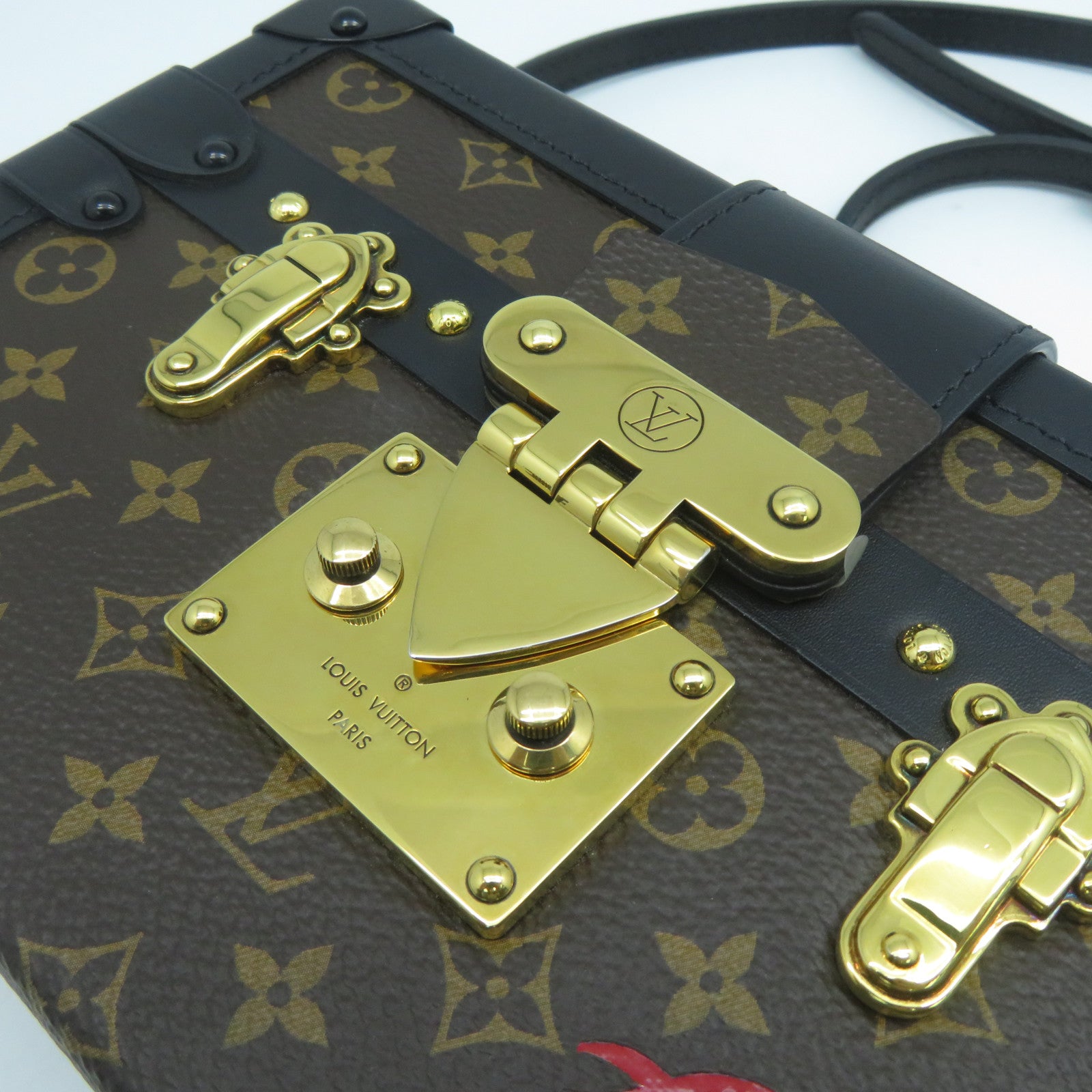 LOUIS VUITTON Monogram Petite Malle金扣肩背袋啡色/黑色
