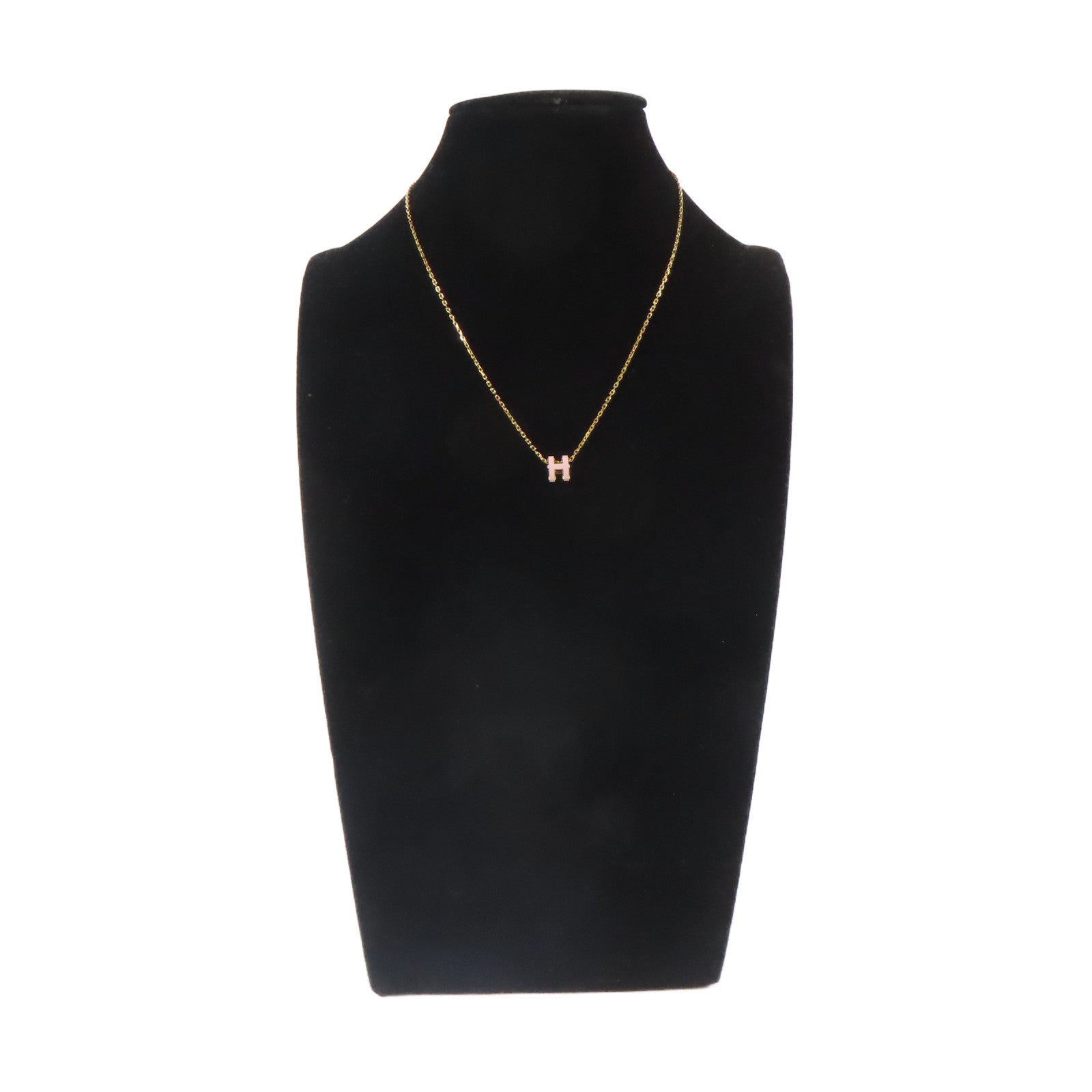 HERMES 金屬Pop H Necklace項鍊金色/粉紅色#40cm