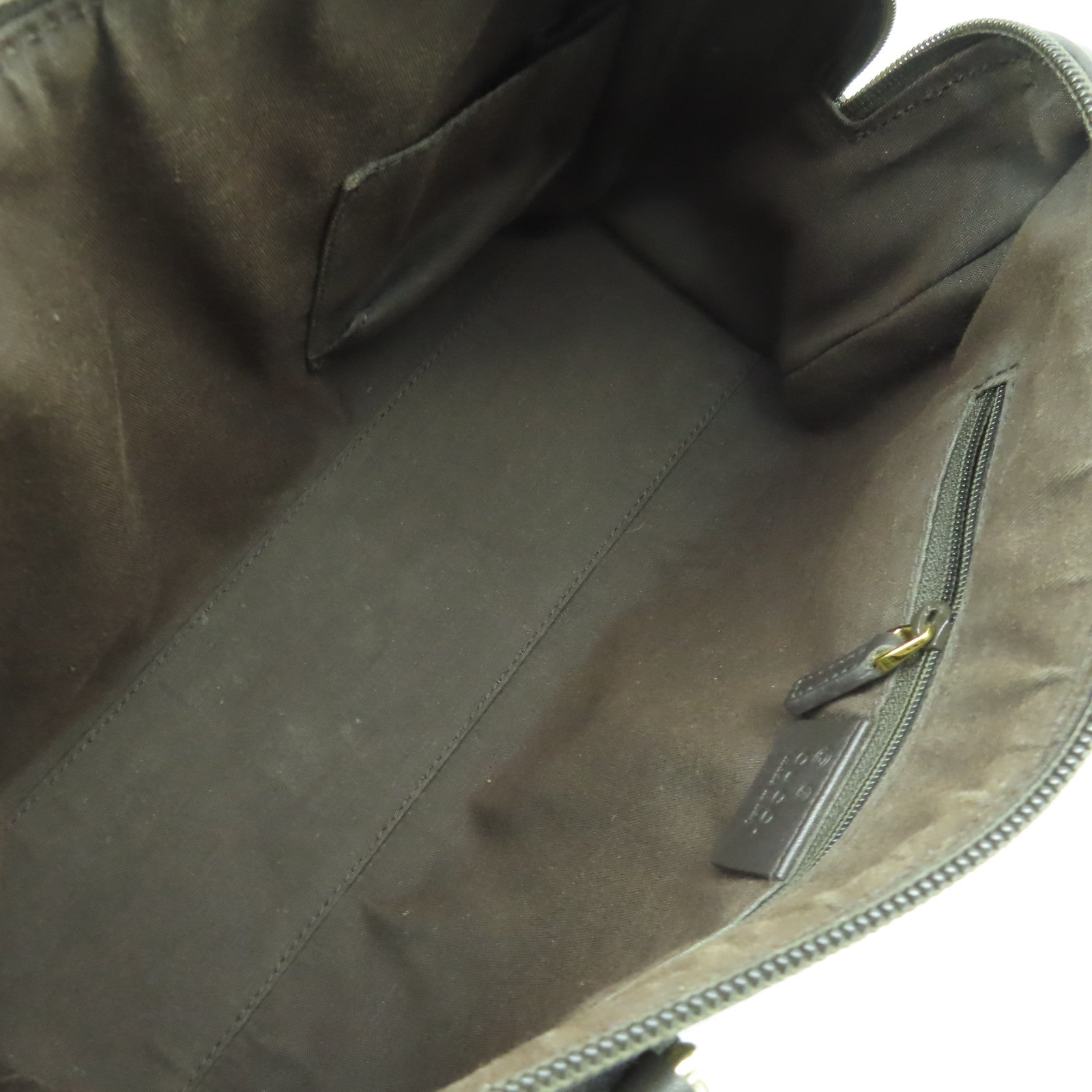 GUCCI 帆布/皮革Boston Bag金扣肩背袋啡色