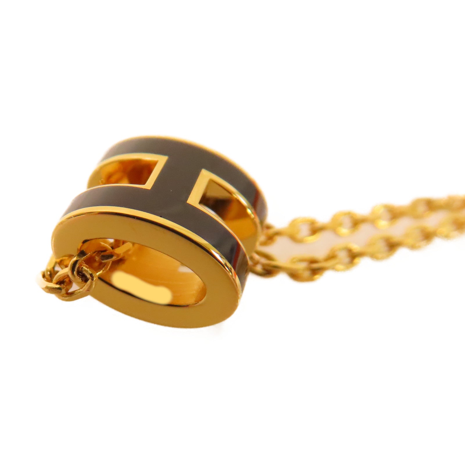 HERMES 金屬/琺瑯Mini Pop Necklace項鏈黑色/金色
