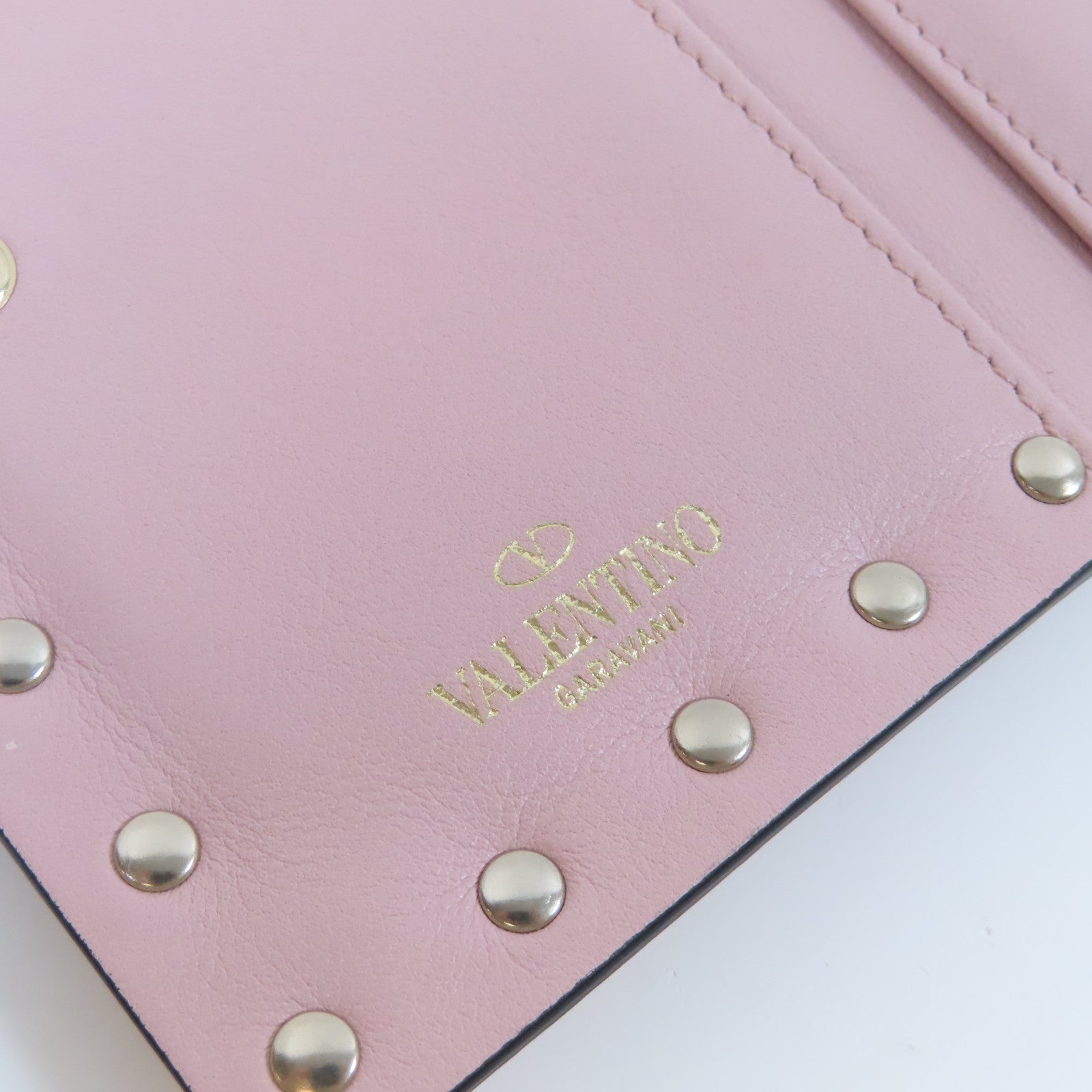 Valentino 皮革Wallet金扣錢包粉紅色