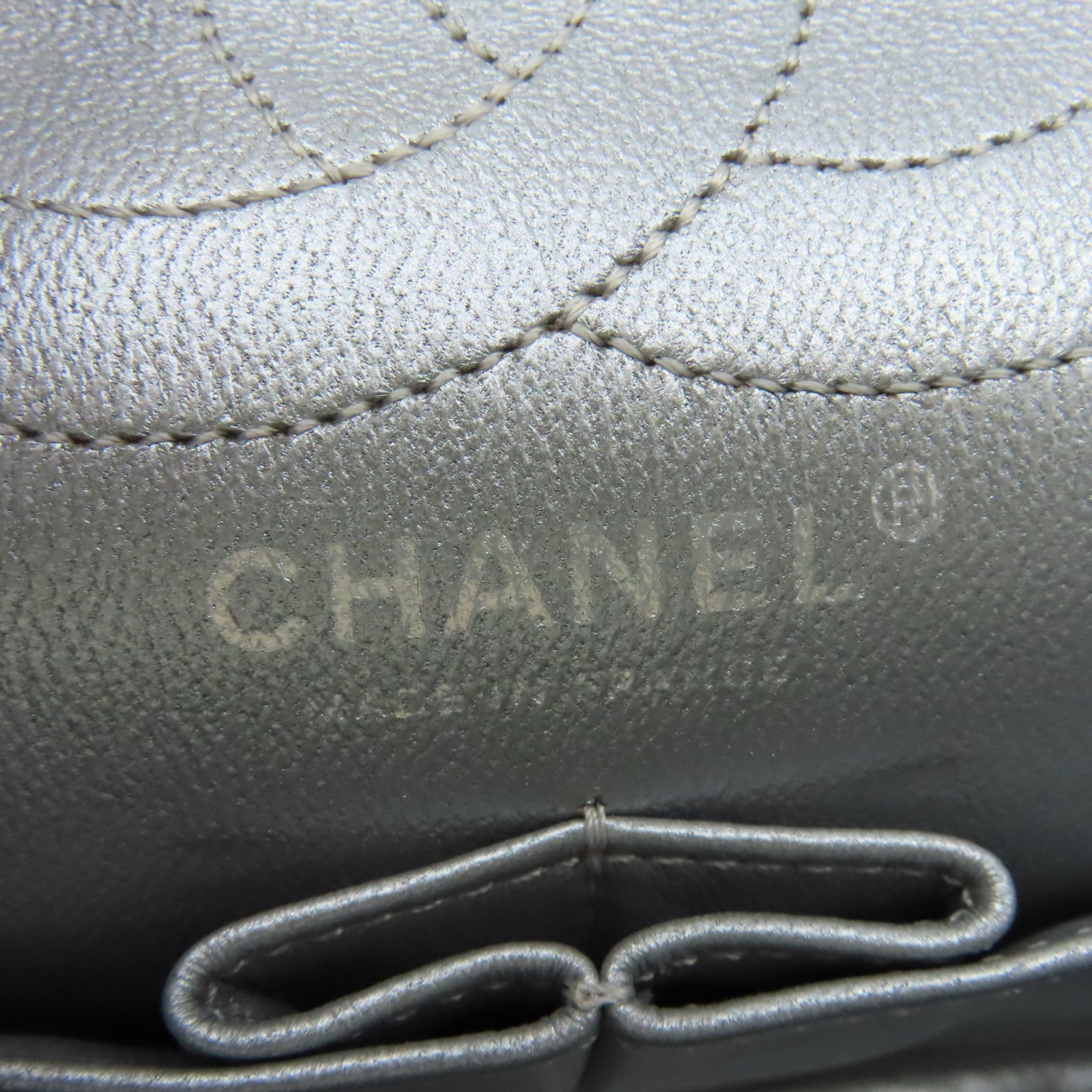CHANEL 菱格羊皮皮革2.55 Double Flap Chain Shoulder Bag銀扣鏈帶肩背袋銀色