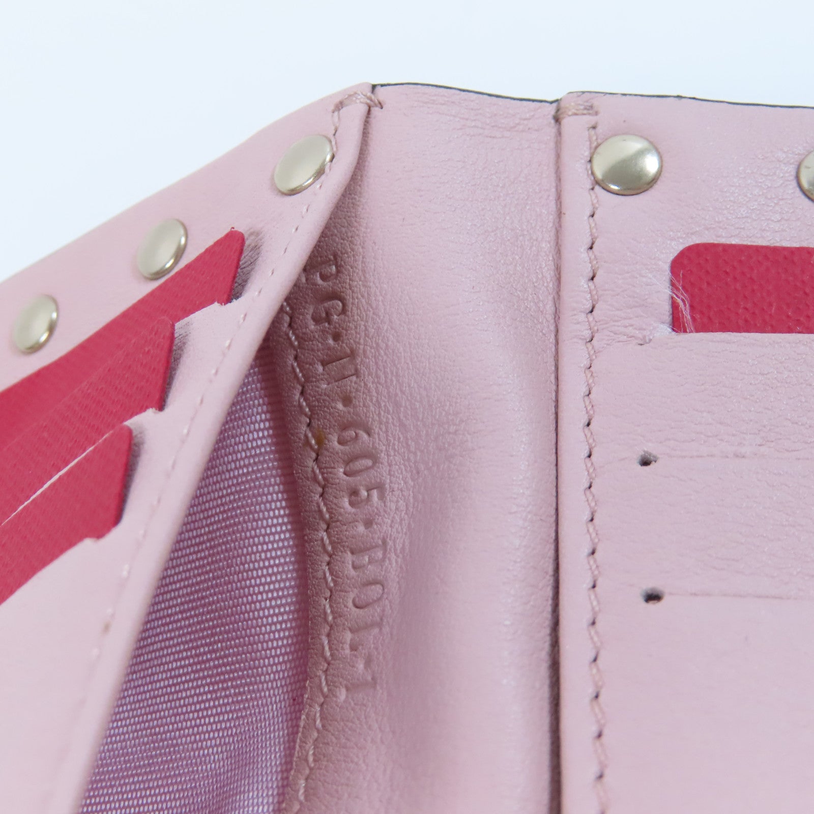 Valentino 皮革Wallet金扣錢包粉紅色