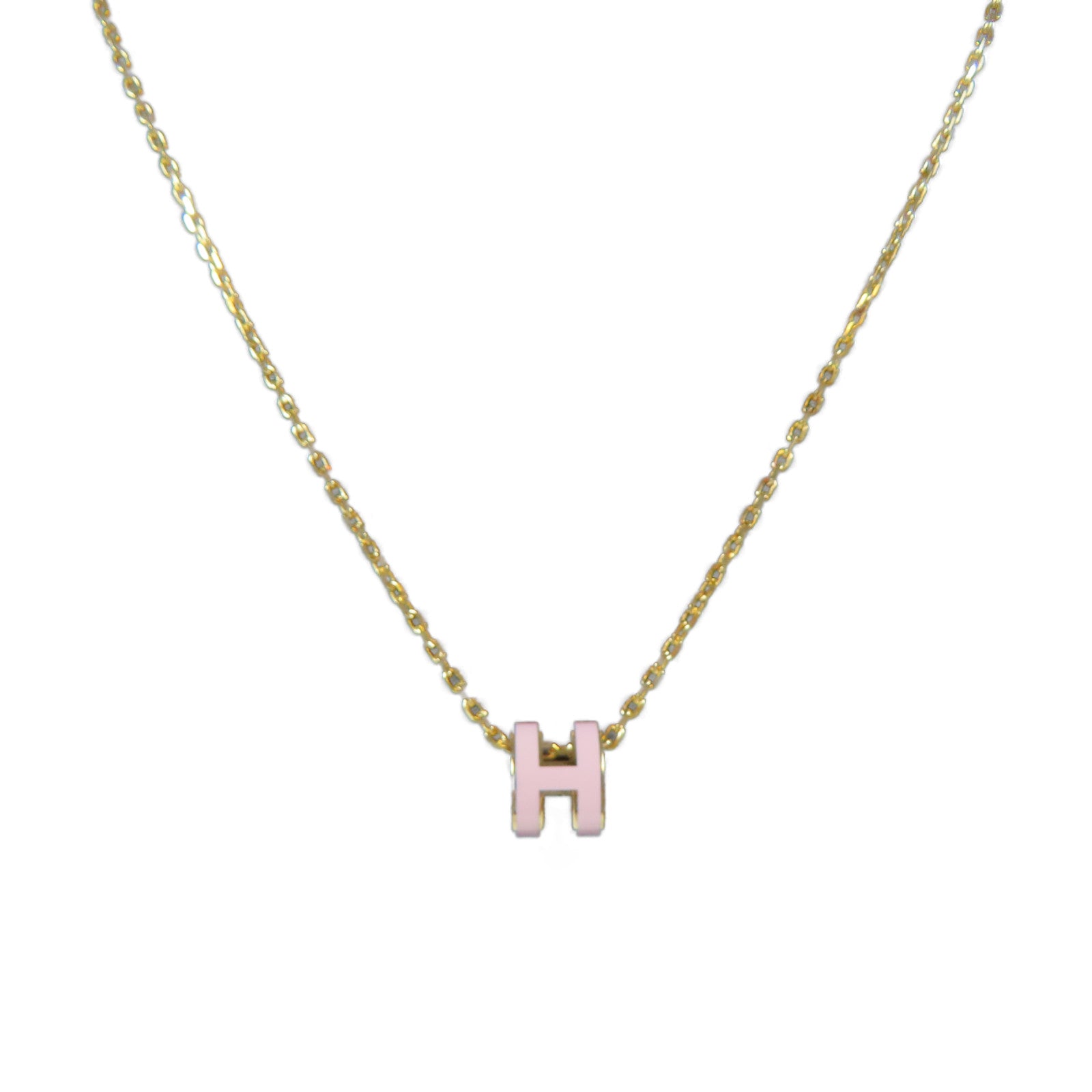 HERMES 金屬Pop H Necklace項鍊金色/粉紅色#40cm